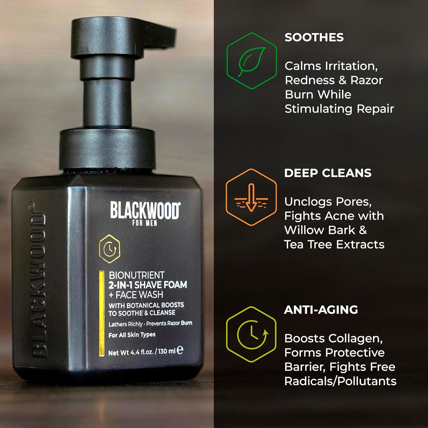 Espuma de Afeitar 2-en-1 Blackwood 125g + Limpiador Facial