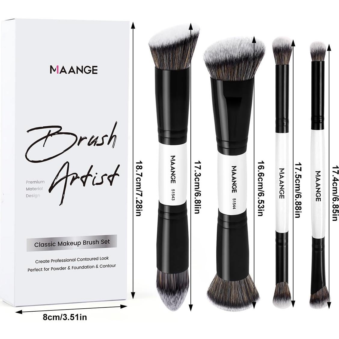 Juego de Brochas de Maquillaje MAANGE 4 Piezas Doble Cara