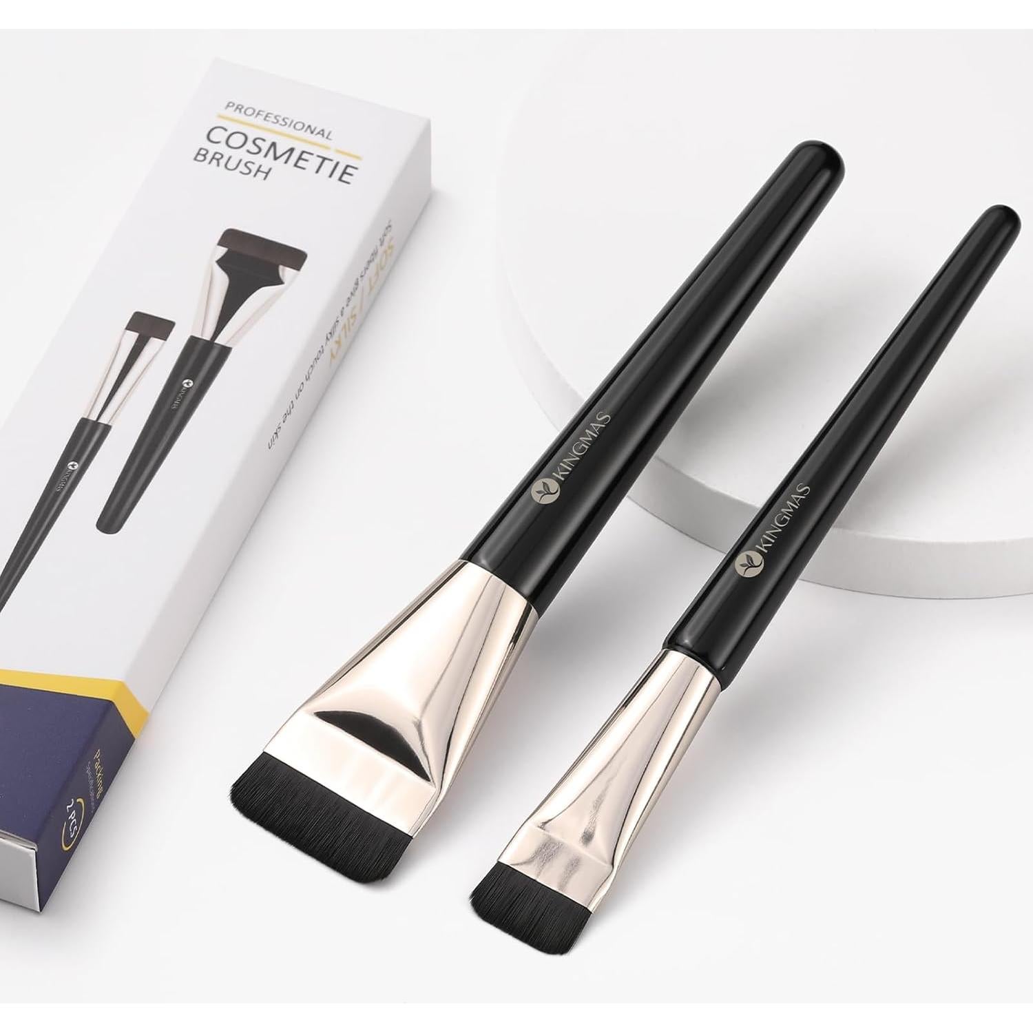 Brochas de Maquillaje KINGMAS 2Pcs Planas Ultra Finas