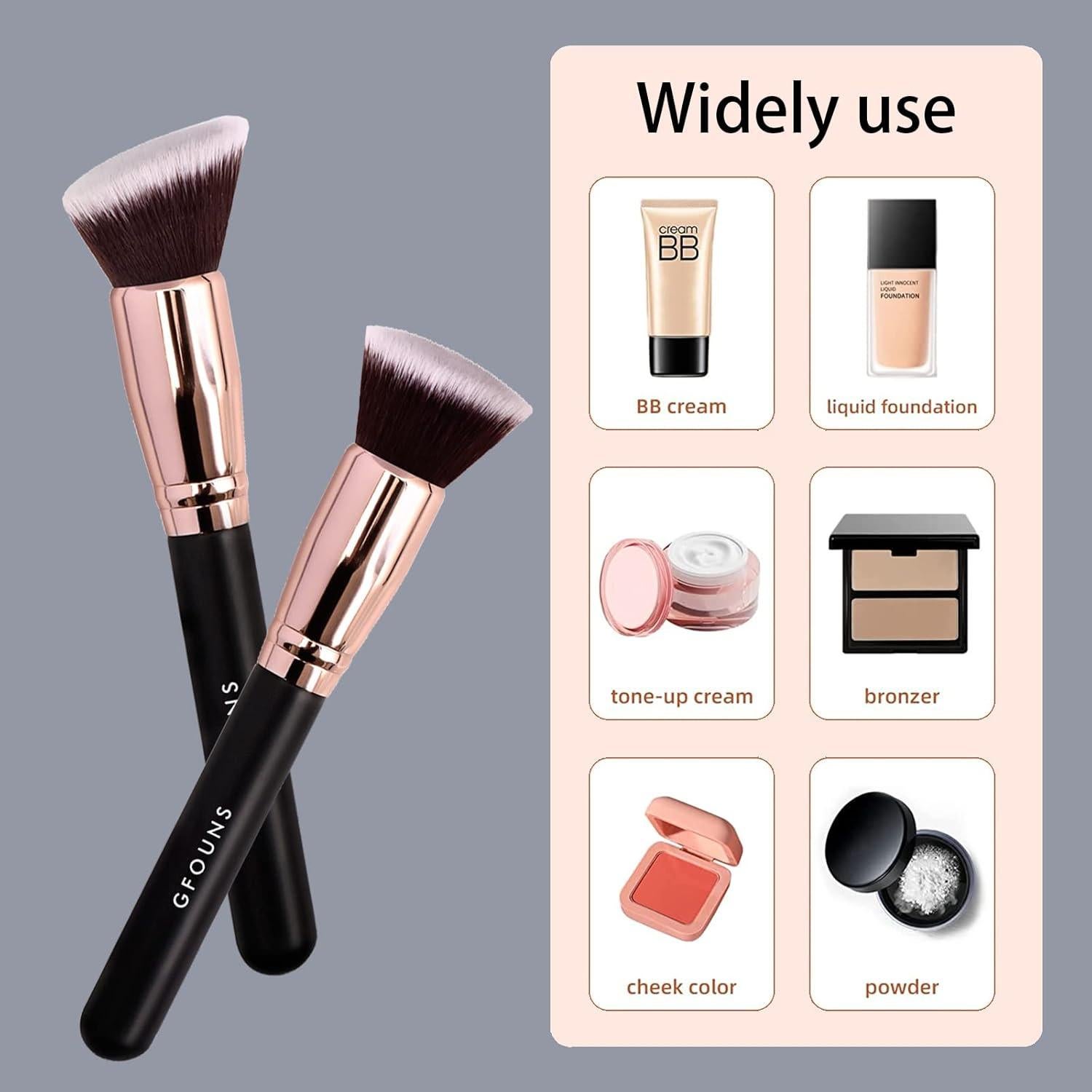 Brocha Kabuki Angulada GFOUNS para Base Líquida y Polvo