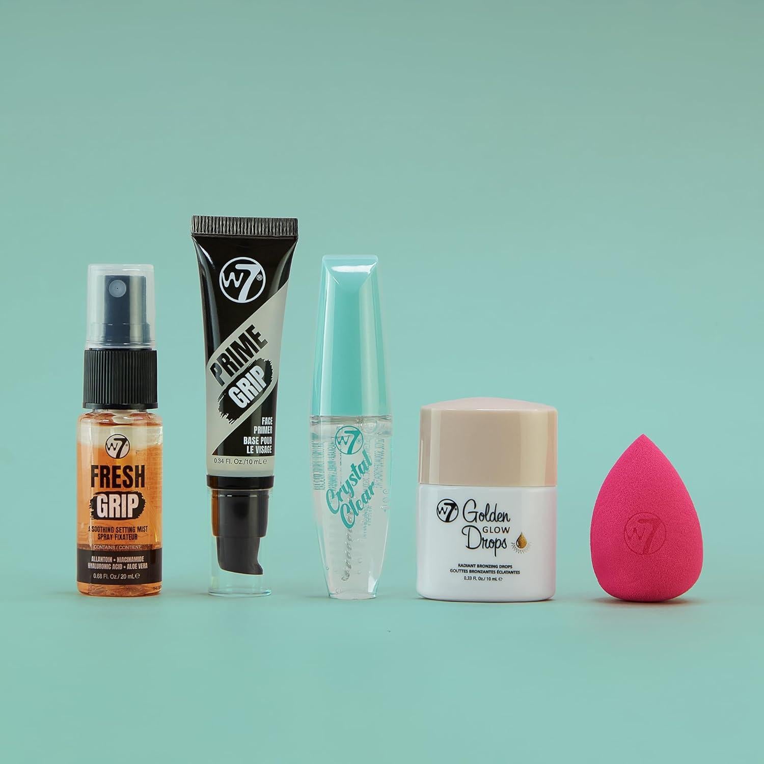 Kit de Maquillaje Mini W7 con Primer, Spray y Más - Viaje