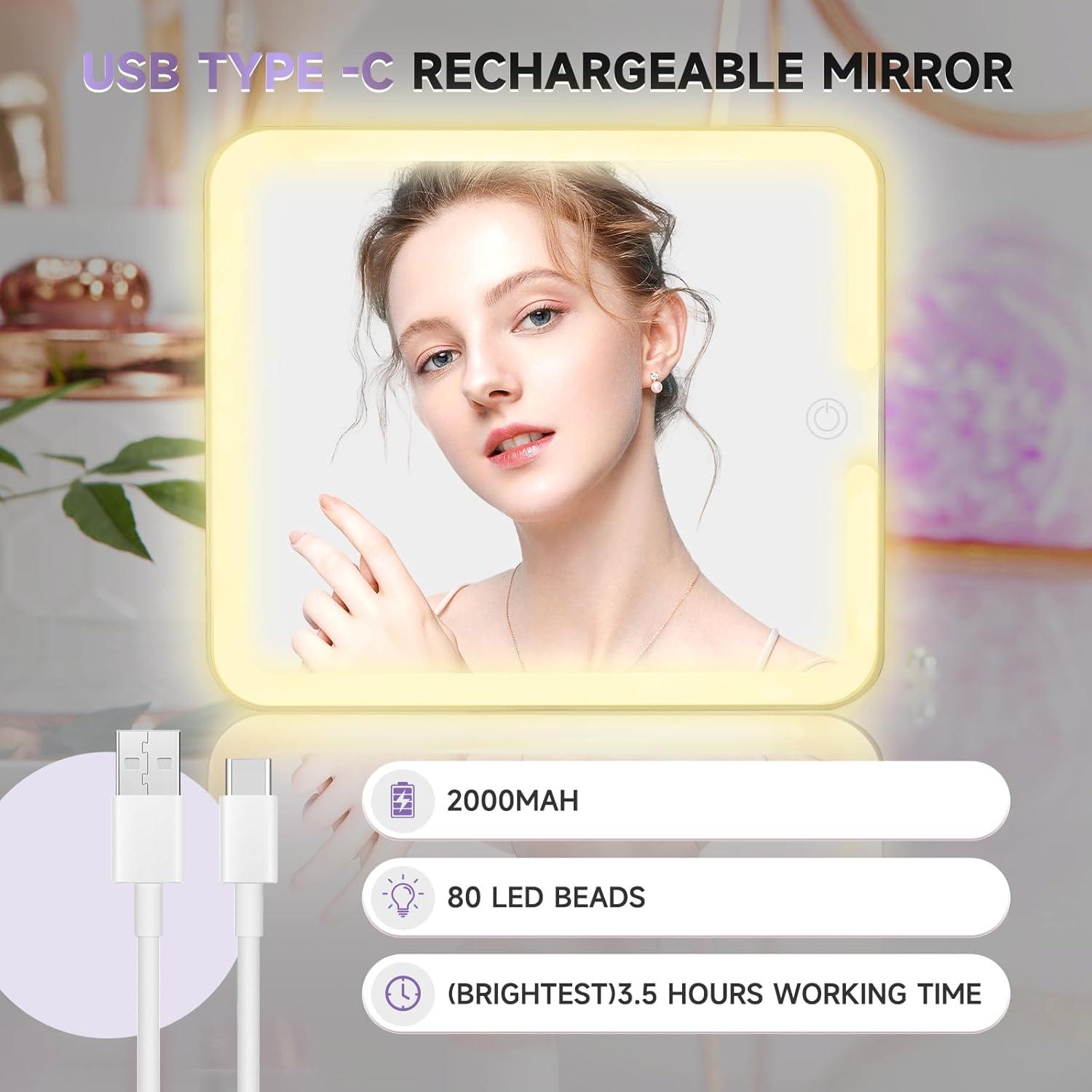 Estuche de Maquillaje Leeora&Leekoo con Espejo LED Negro