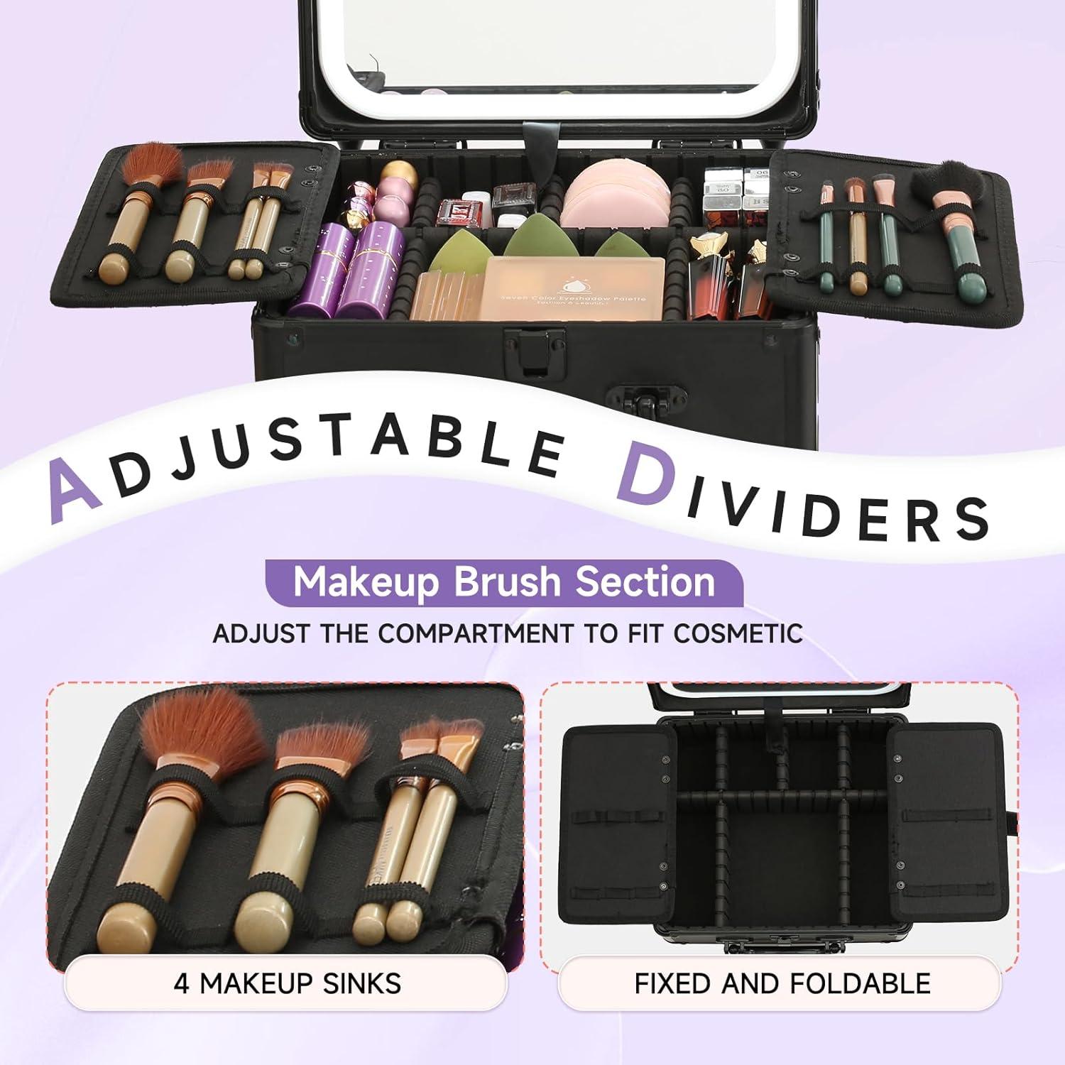 Estuche de Maquillaje Leeora&Leekoo con Espejo LED Negro