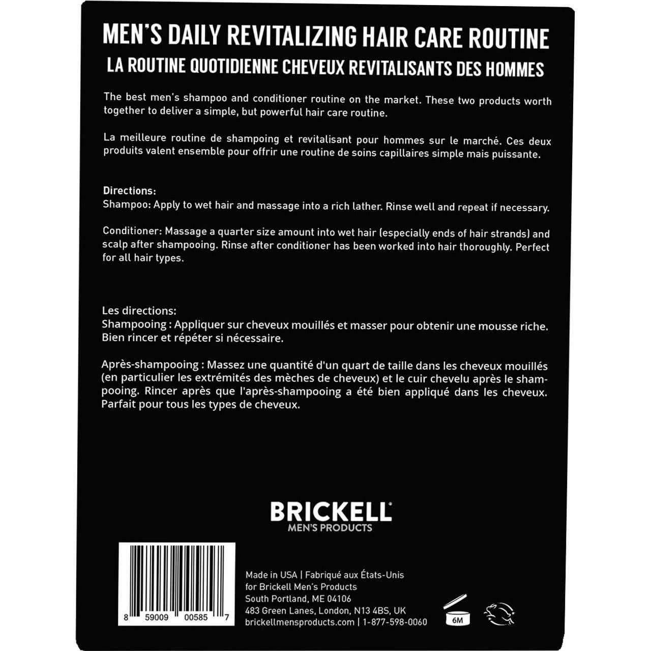 Set de Cuidado del Cabello para Hombres Brickell - Champú y Acondicionador Orgánico