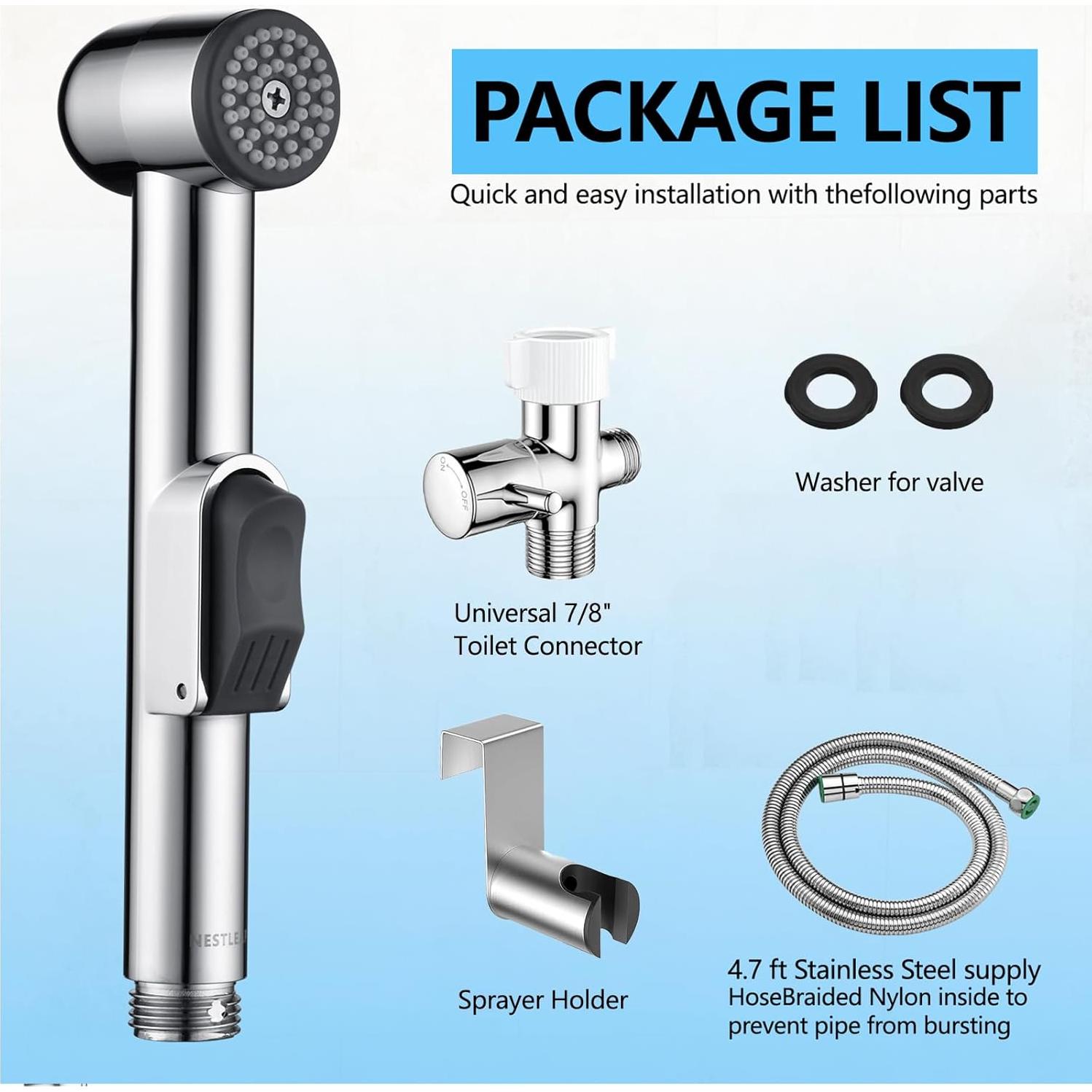 Rociador de Bidet de Mano NESTLEAP con Presión Ajustable