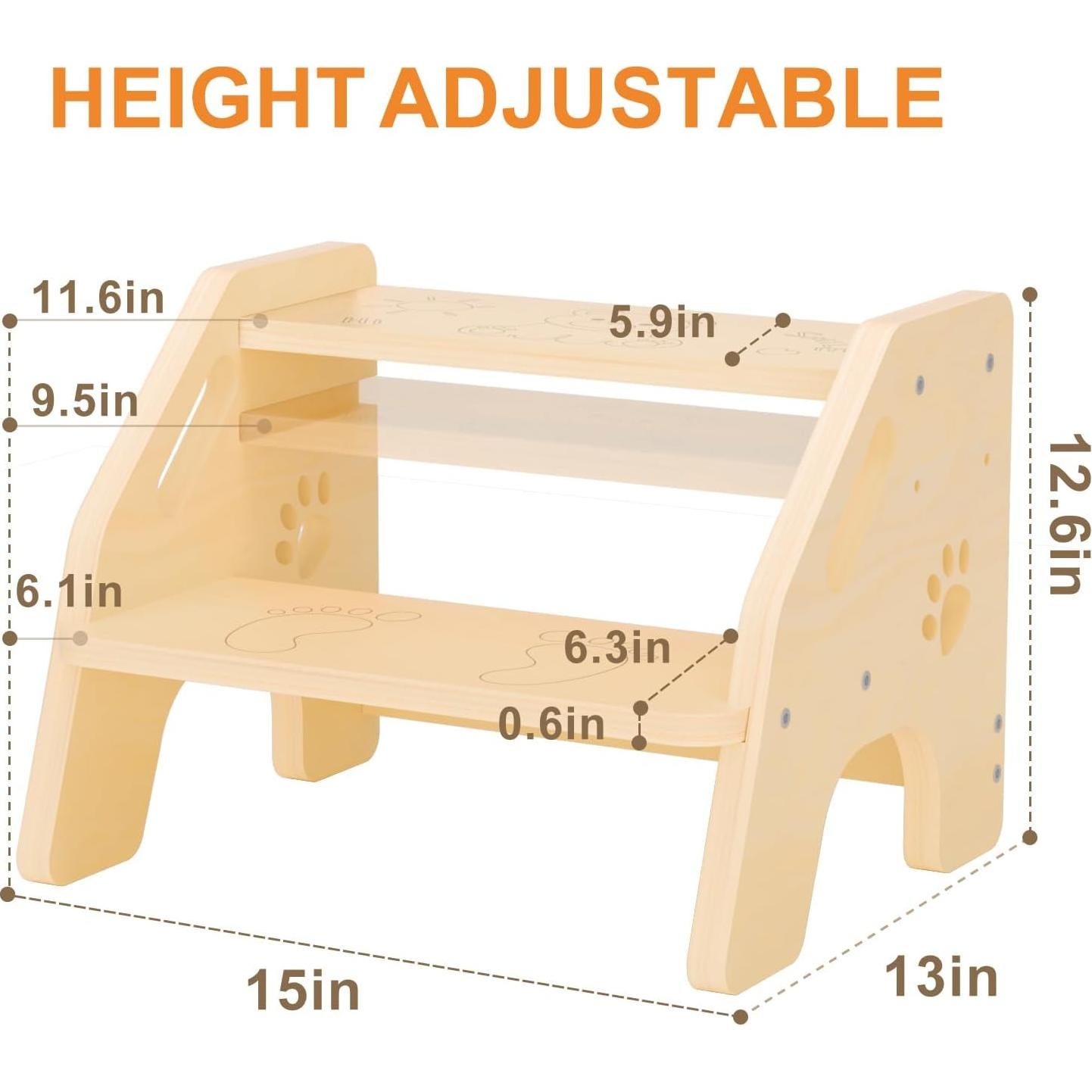 Taburete de Madera NMEO 2 Pasos Ajustable Antideslizante 136kg