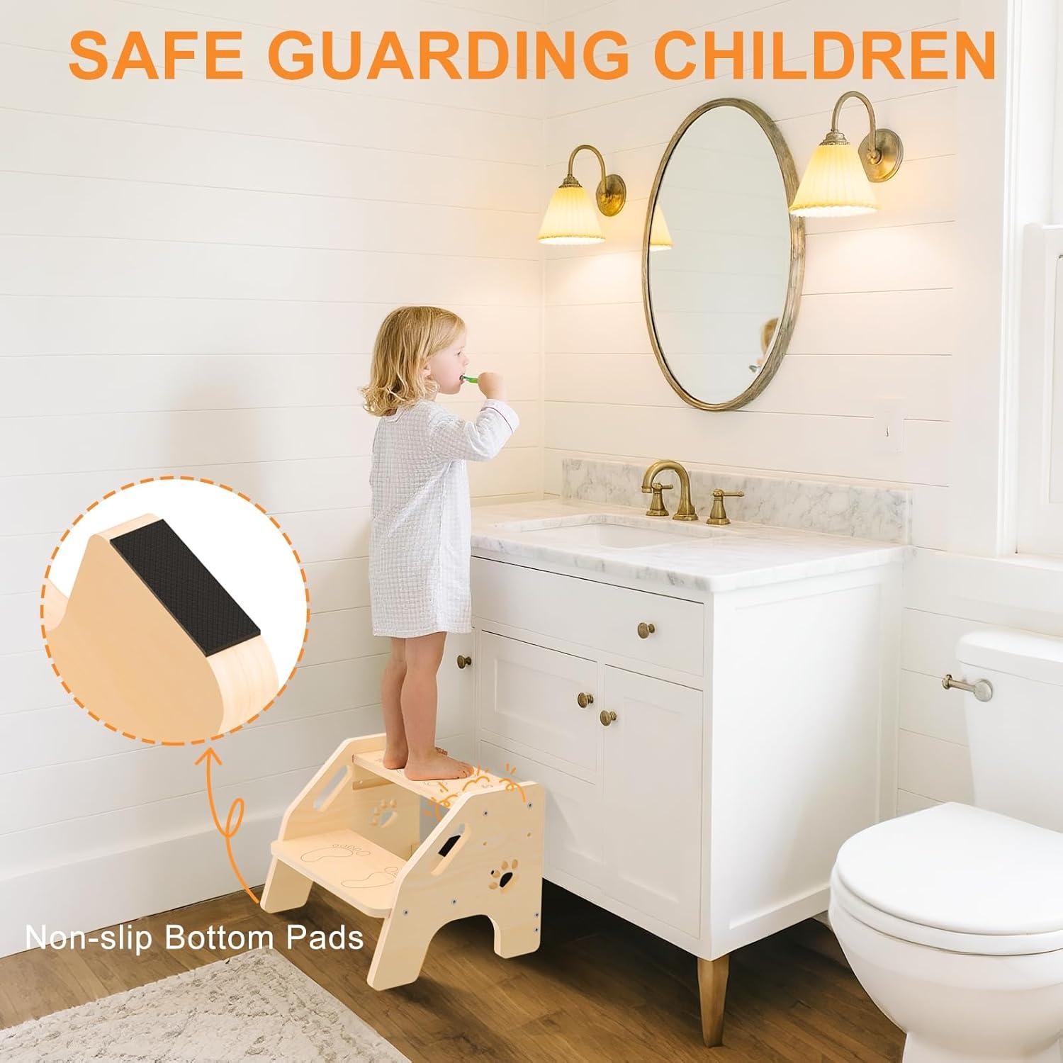 Taburete de Madera NMEO 2 Pasos Ajustable Antideslizante 136kg