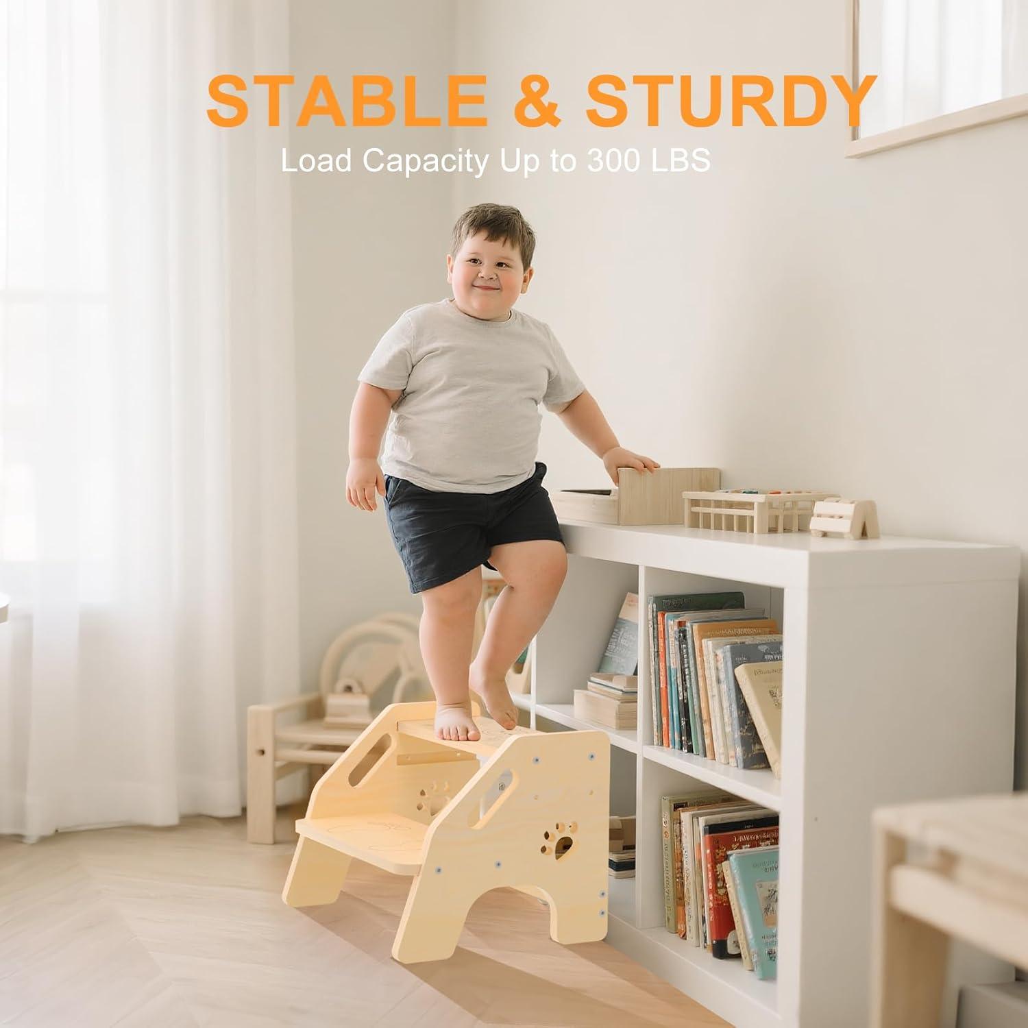 Taburete de Madera NMEO 2 Pasos Ajustable Antideslizante 136kg