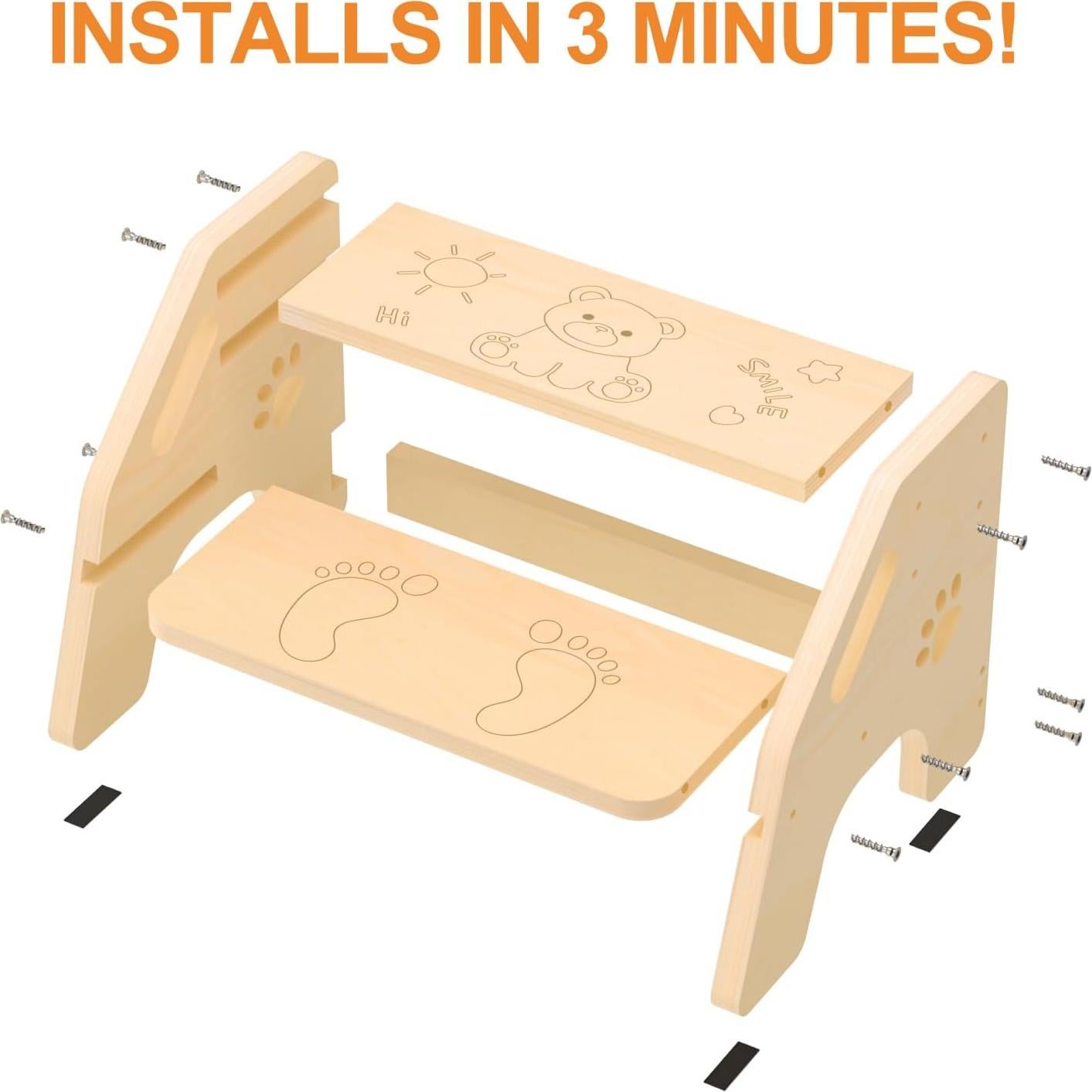 Taburete de Madera NMEO 2 Pasos Ajustable Antideslizante 136kg