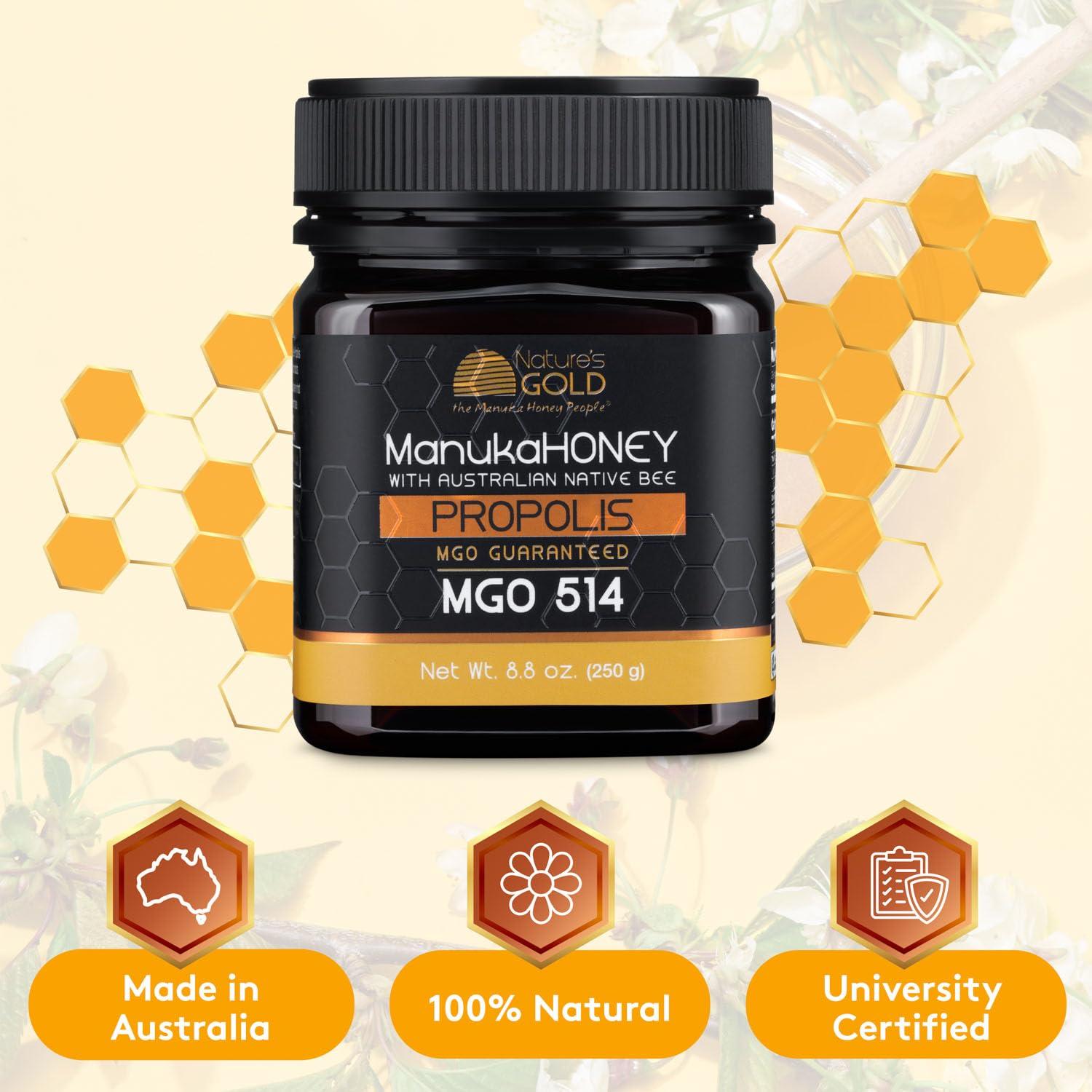 Miel Cruda Manuka Nature's Gold MGO 514+ con Propolis 250g