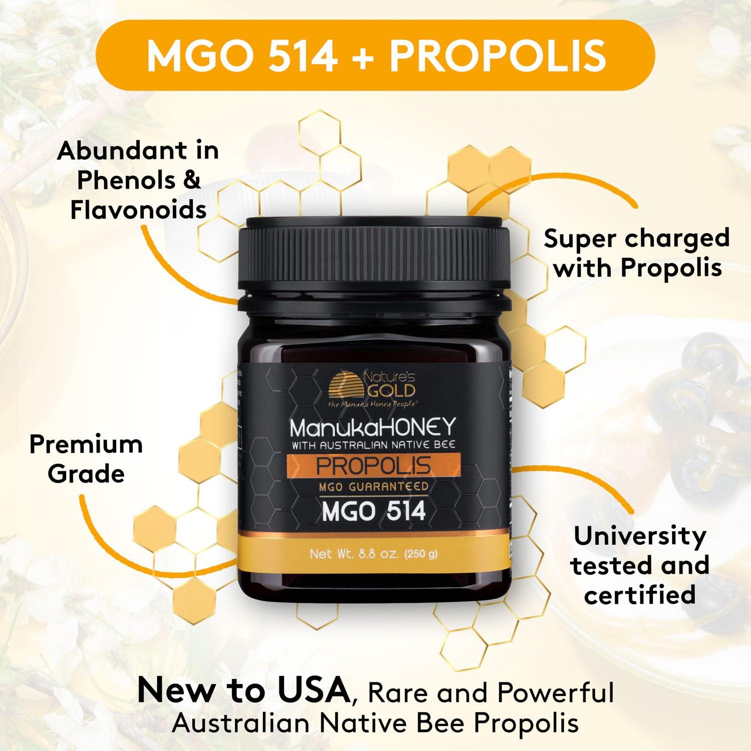 Miel Cruda Manuka Nature's Gold MGO 514+ con Propolis 250g