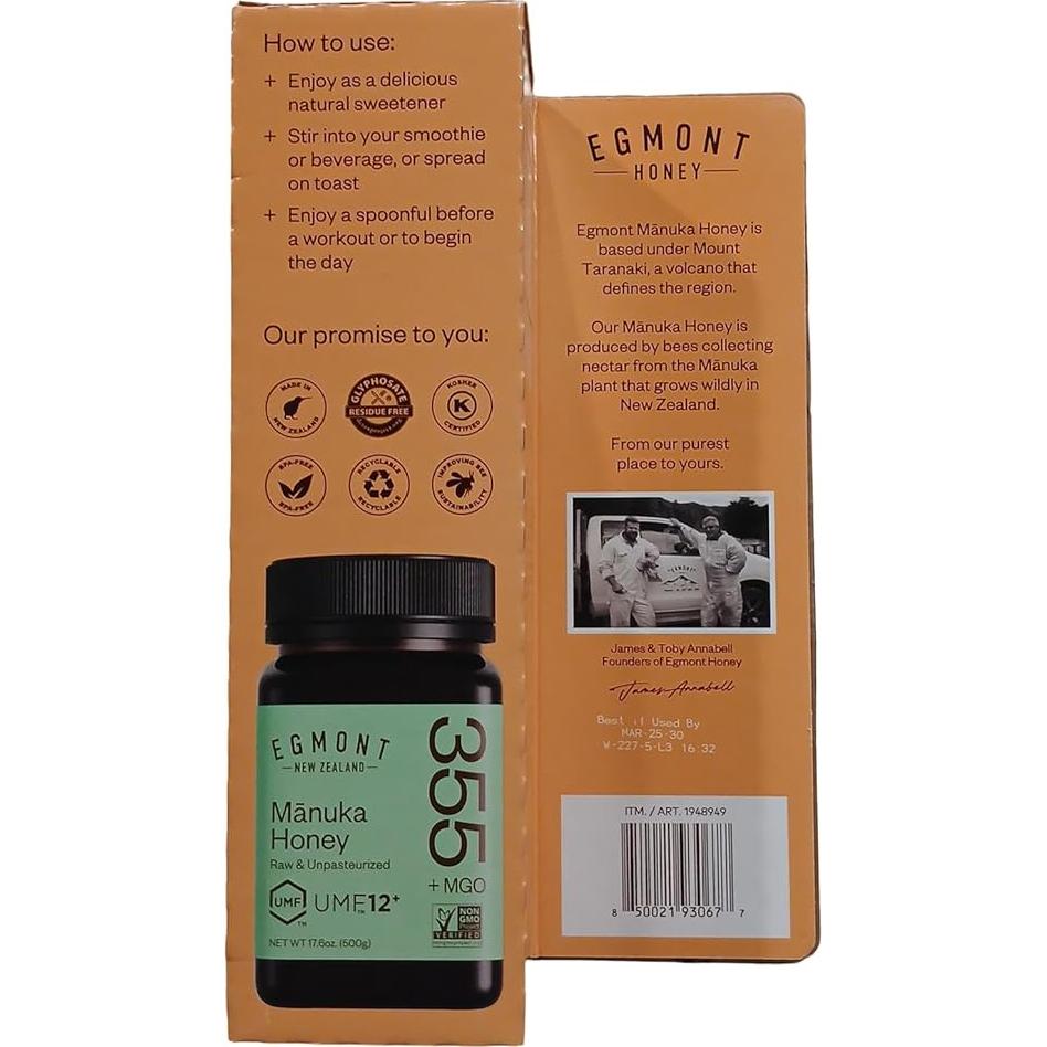 Miel de Mānuka Egmont Nueva Zelanda UMF 12+ Cruda 499g