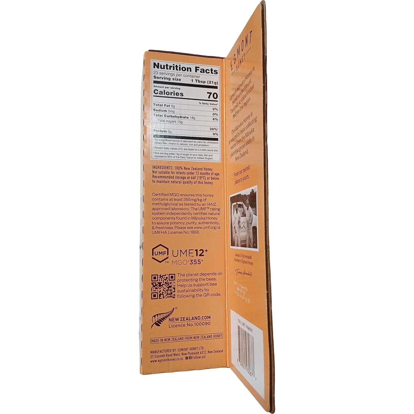 Miel de Mānuka Egmont Nueva Zelanda UMF 12+ Cruda 499g