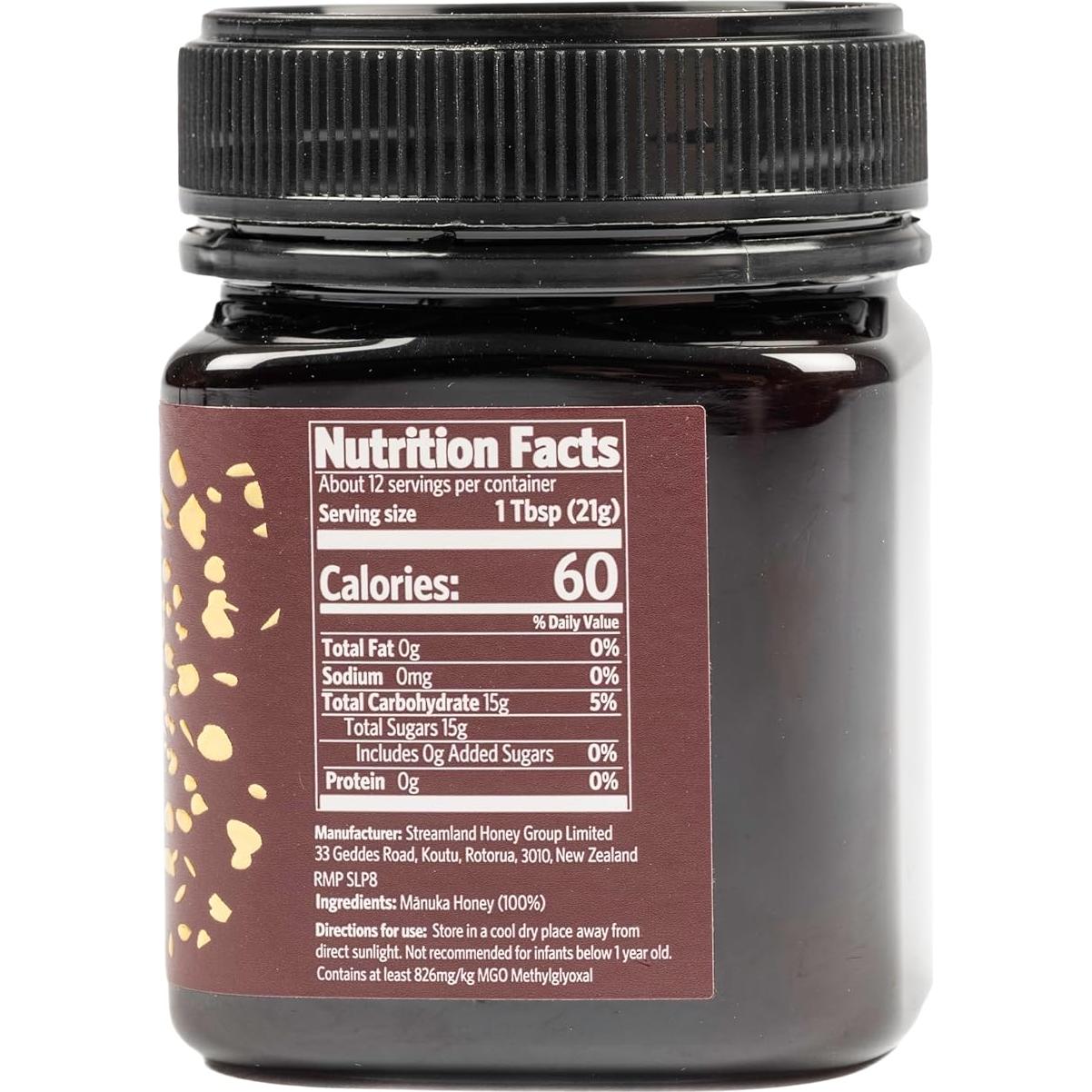 Miel de Manuka Pura Streamland 248g UMF 20+ MGO 826+ Natural