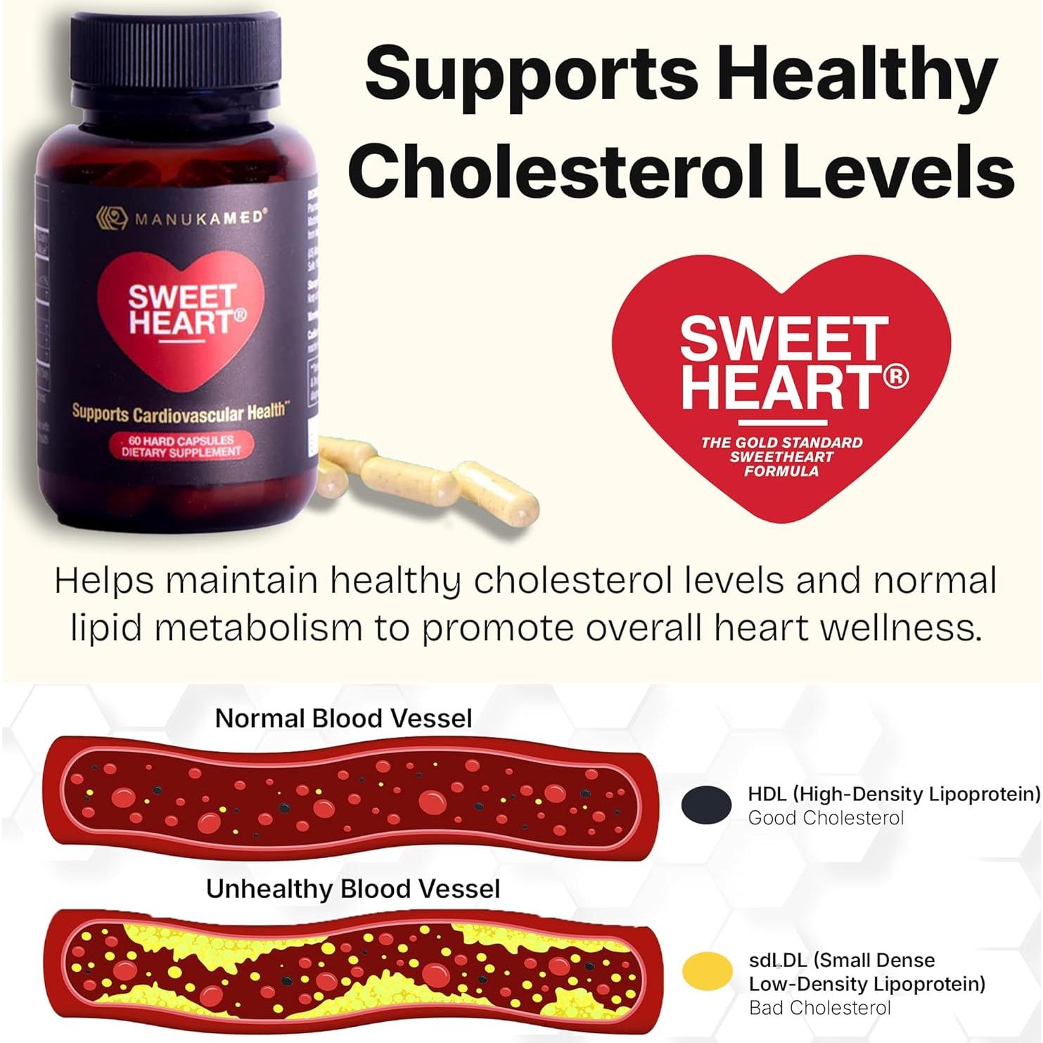 Suplemento Natural Sweetheart de Soporte de Colesterol - 60 Cápsulas