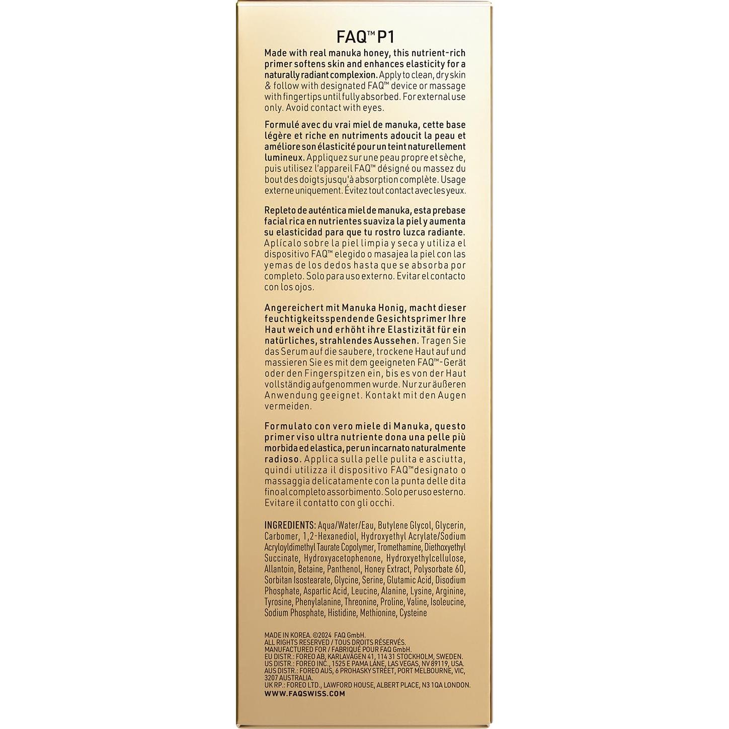 Primer de Miel de Manuka FAQ P1 29.57 ml - Hidratante y Antioxidante