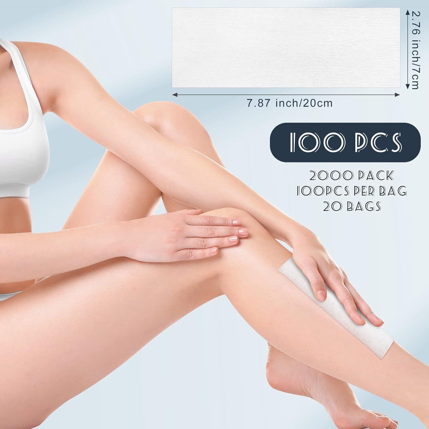 Tiras de Cera No Tejidas Tudomro 2000 Pcs 7x20 cm Blancas