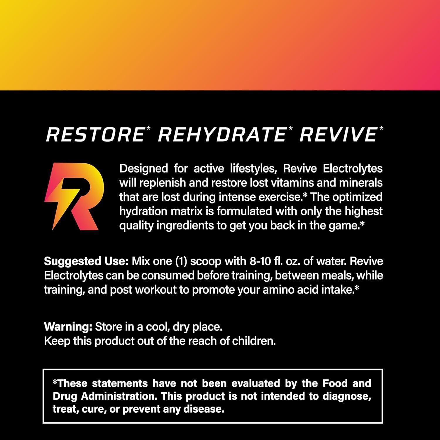 Polvo de Electrolitos Avanzado Revive 30 Porciones Sin Azúcar