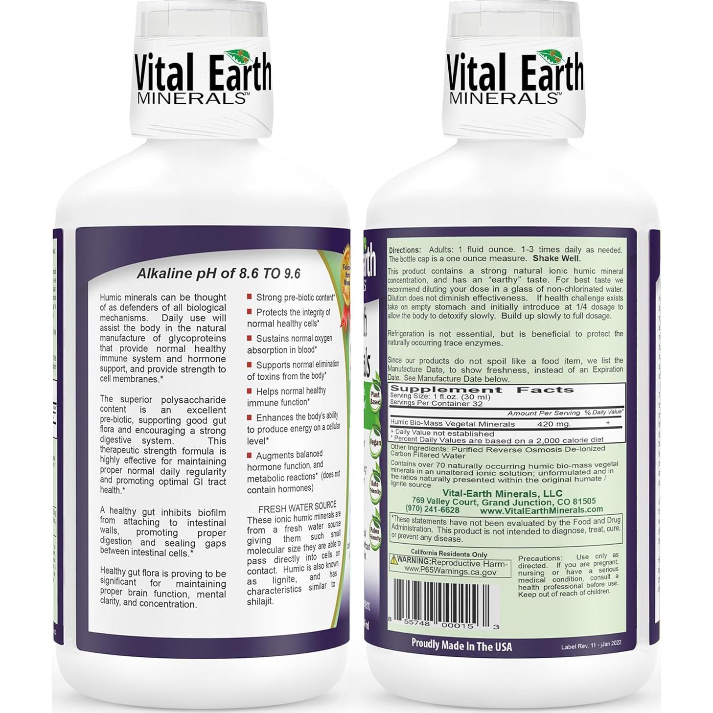 Suplemento de Ácido Húmico Tierra Vital 0.94 L - 70 Minerales