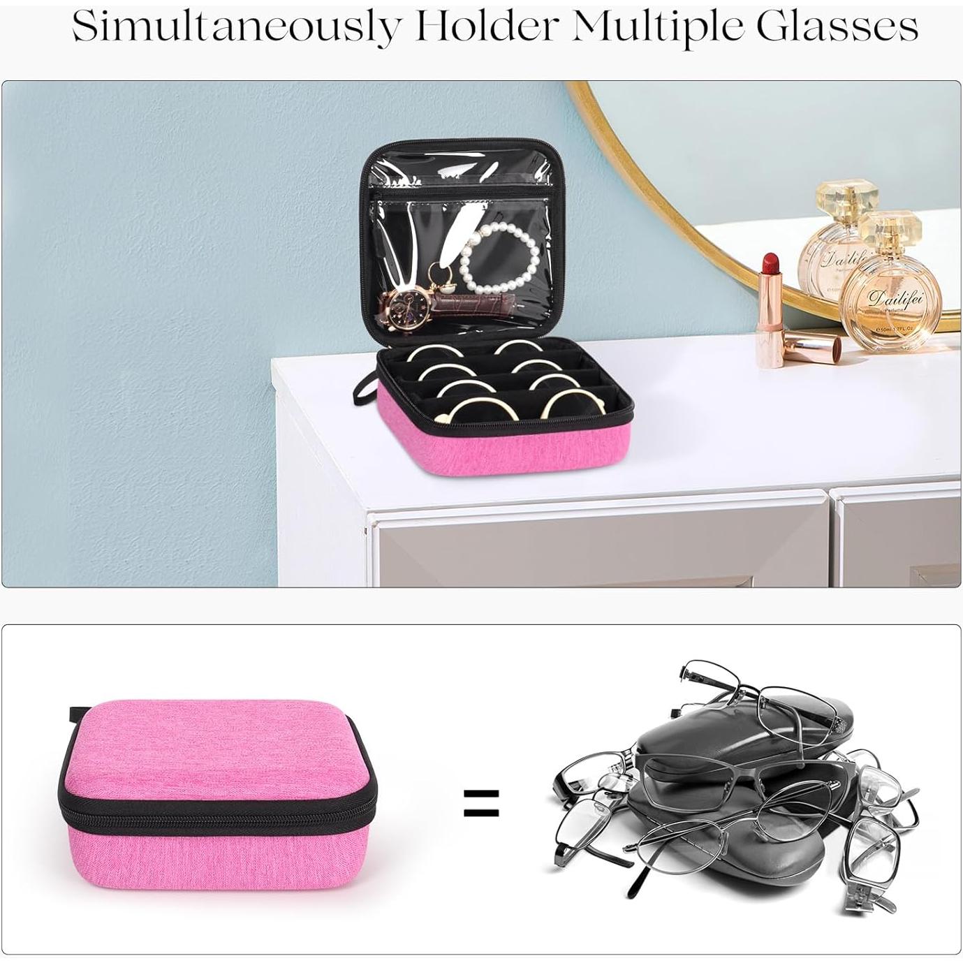 Estuche Organizador de Gafas de Sol Likbry Rosa 4 Ranuras