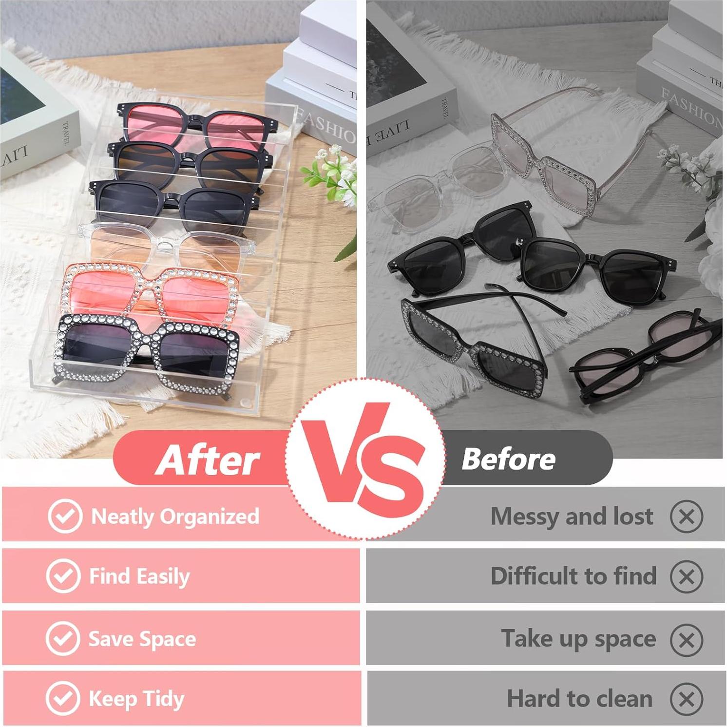 Organizador de Gafas Acrílico Yuanan 2 Paquetes 6 Ranuras