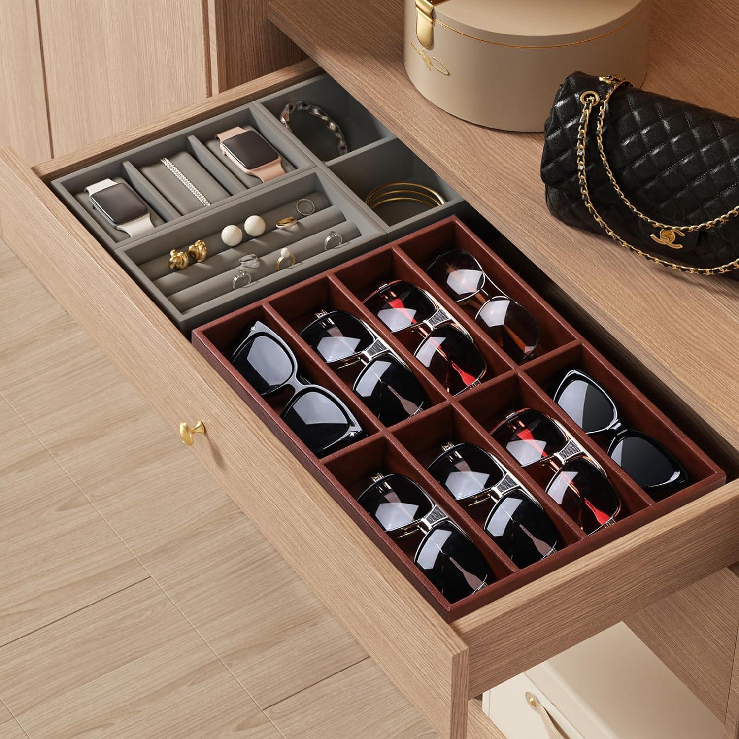 Bandeja Organizadora de Gafas de Sol Cretkhp 8 Compartimentos