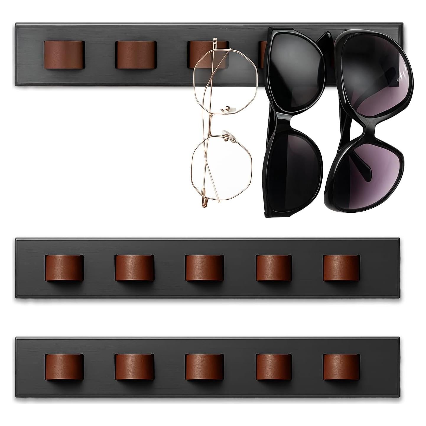 Organizador de Gafas de Sol Udduwic 3 Piezas Madera Gris Oscuro