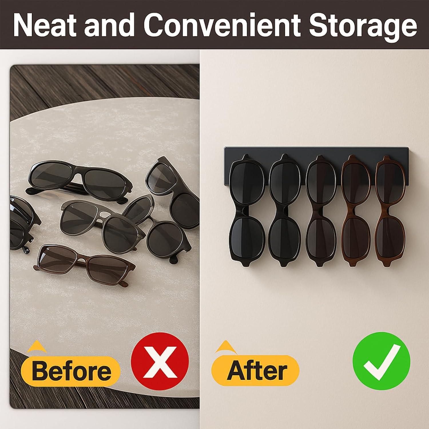 Organizador de Gafas de Sol Udduwic 3 Piezas Madera Gris Oscuro