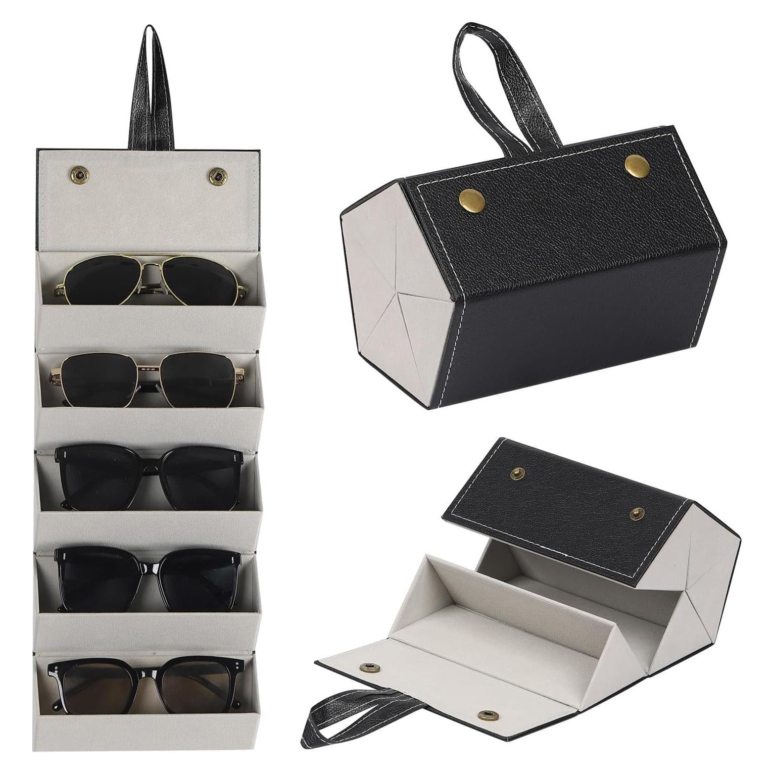 Organizador de Gafas Plegable AUTOARK de Cuero PU Negro