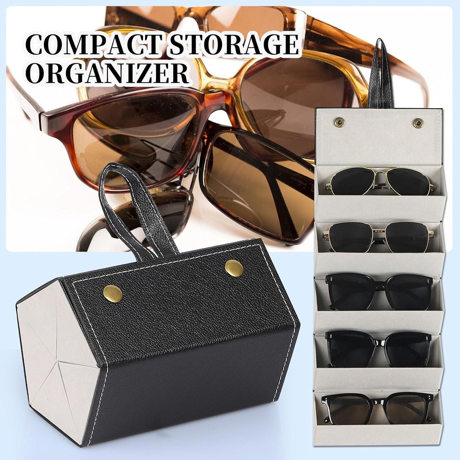 Organizador de Gafas Plegable AUTOARK de Cuero PU Negro