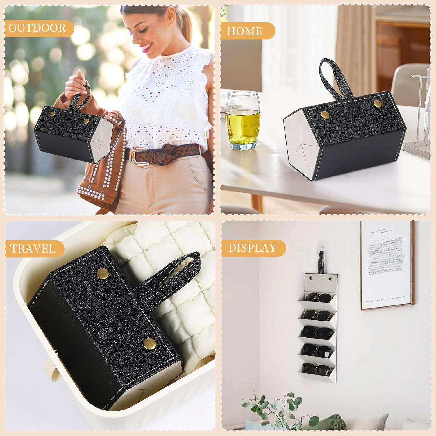 Organizador de Gafas Plegable AUTOARK de Cuero PU Negro