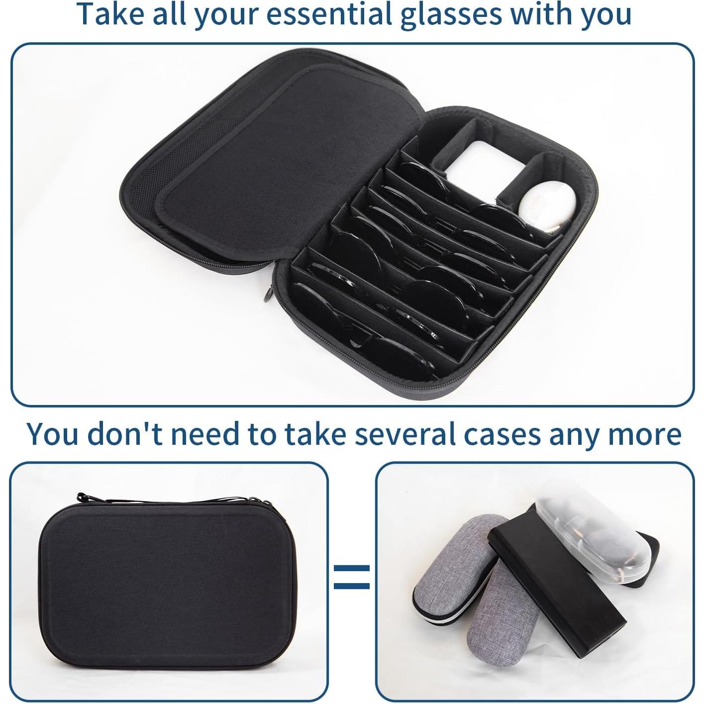 Estuche Organizador de Gafas de Sol y Relojes Negro 10 Compartimentos