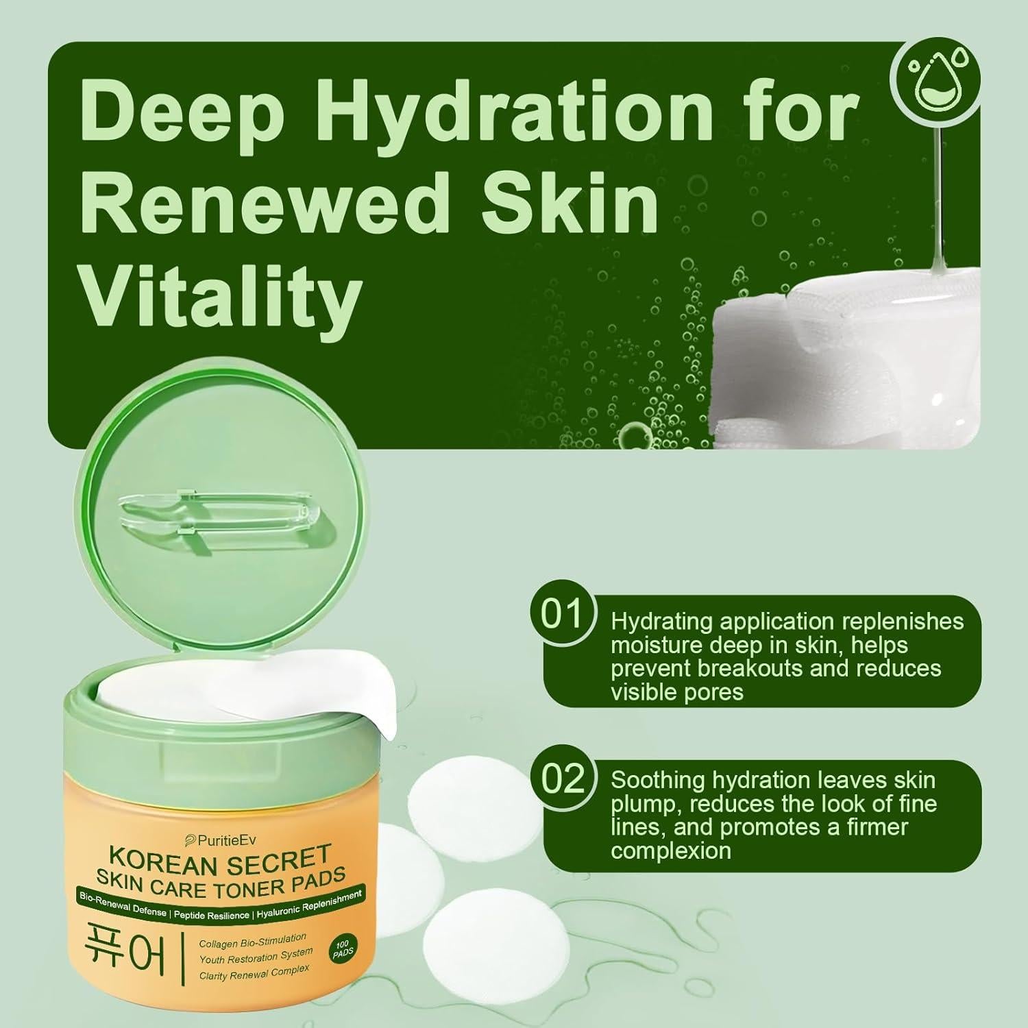 Discos de Tónico Coreano PuritieEv con Mucina de Caracol - 100 Unidades