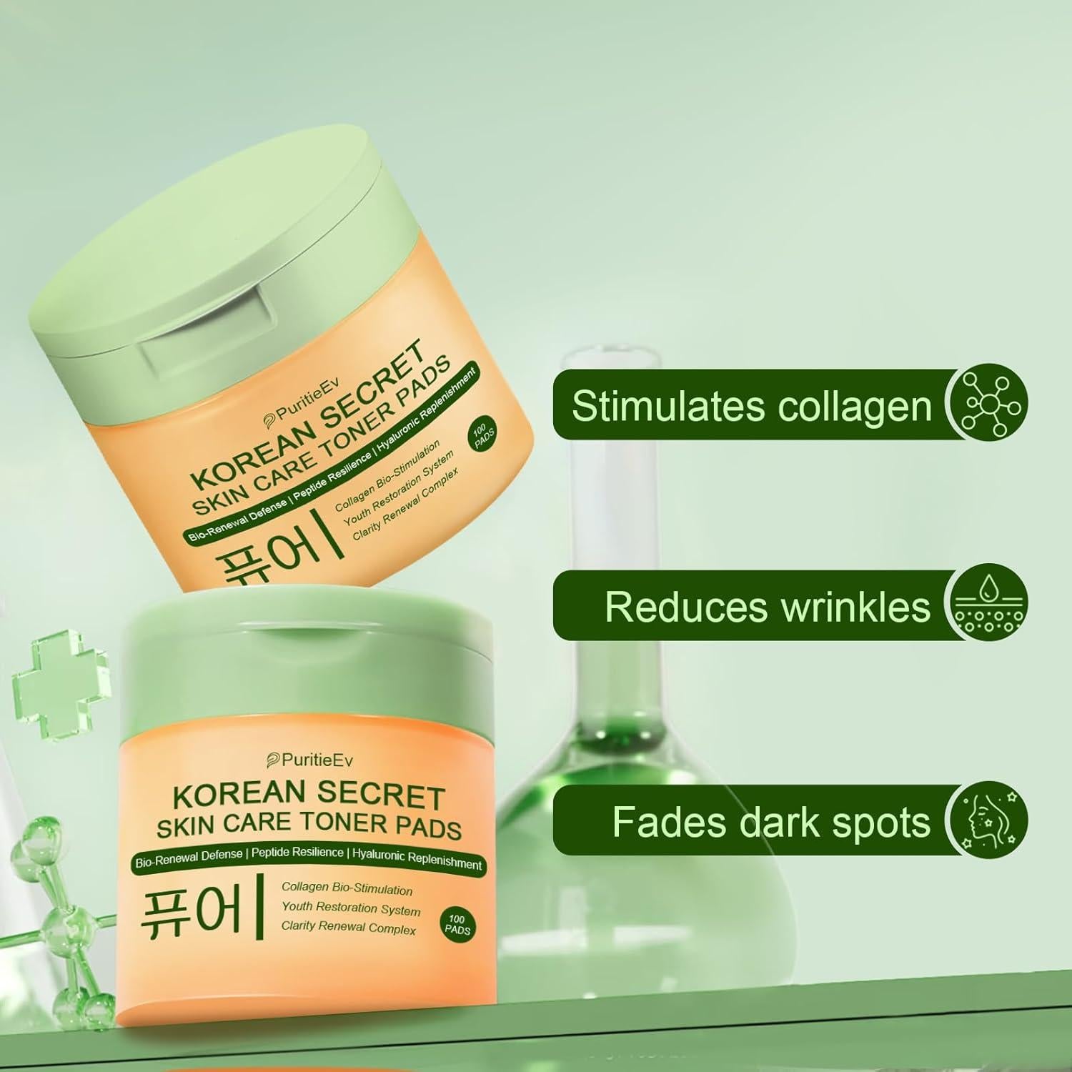 Discos de Tónico Coreano PuritieEv con Mucina de Caracol - 100 Unidades