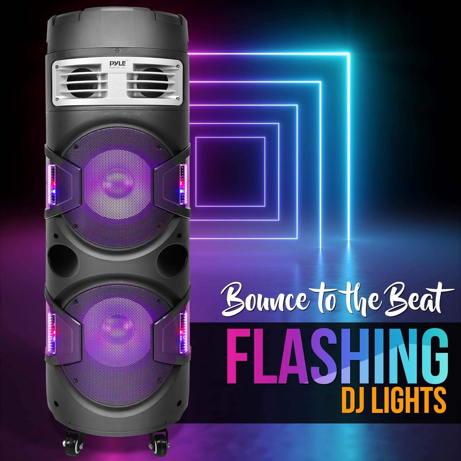 Altavoz PA Bluetooth Pyle PBMSPG82.5 1200W con luces y micrófono