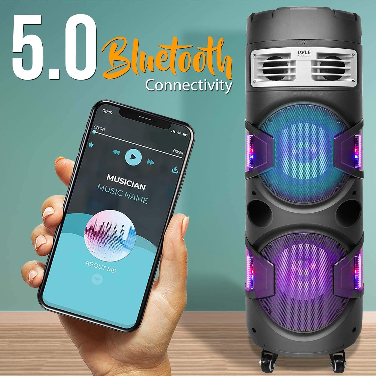 Altavoz PA Bluetooth Pyle PBMSPG82.5 1200W con luces y micrófono
