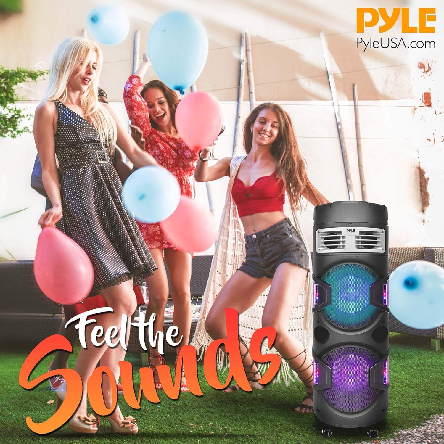 Altavoz PA Bluetooth Pyle PBMSPG82.5 1200W con luces y micrófono