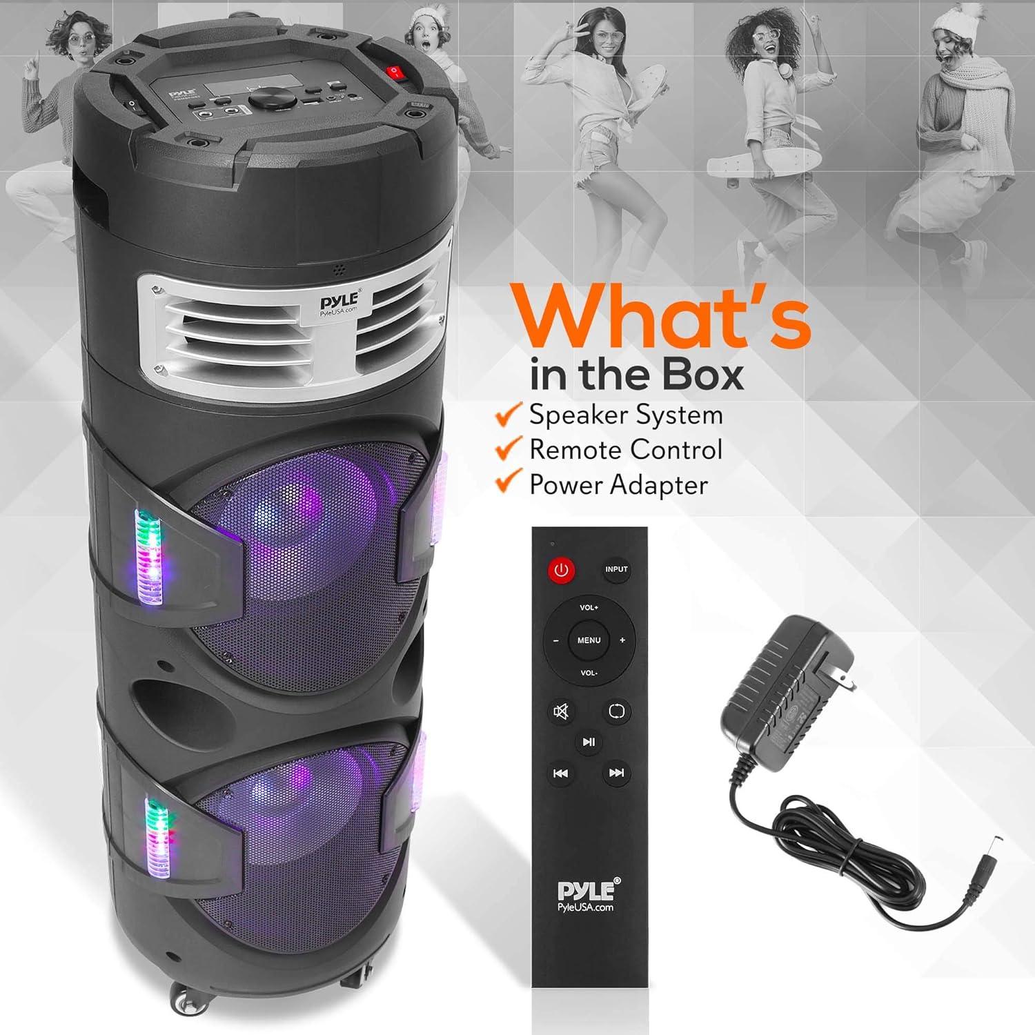 Altavoz PA Bluetooth Pyle PBMSPG82.5 1200W con luces y micrófono