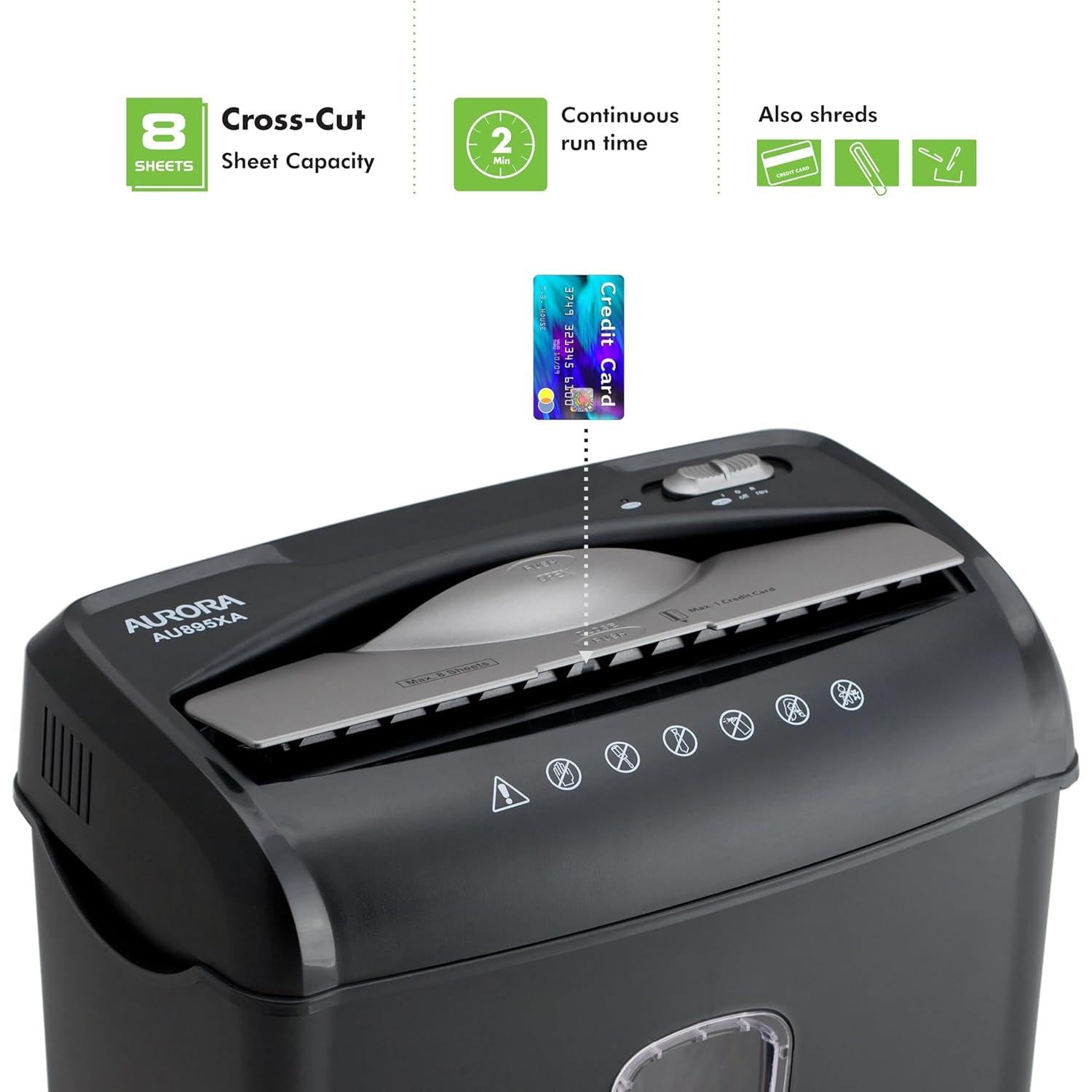 Trituradora de Papel Aurora AU895XA Corte Cruzado 8 Hojas