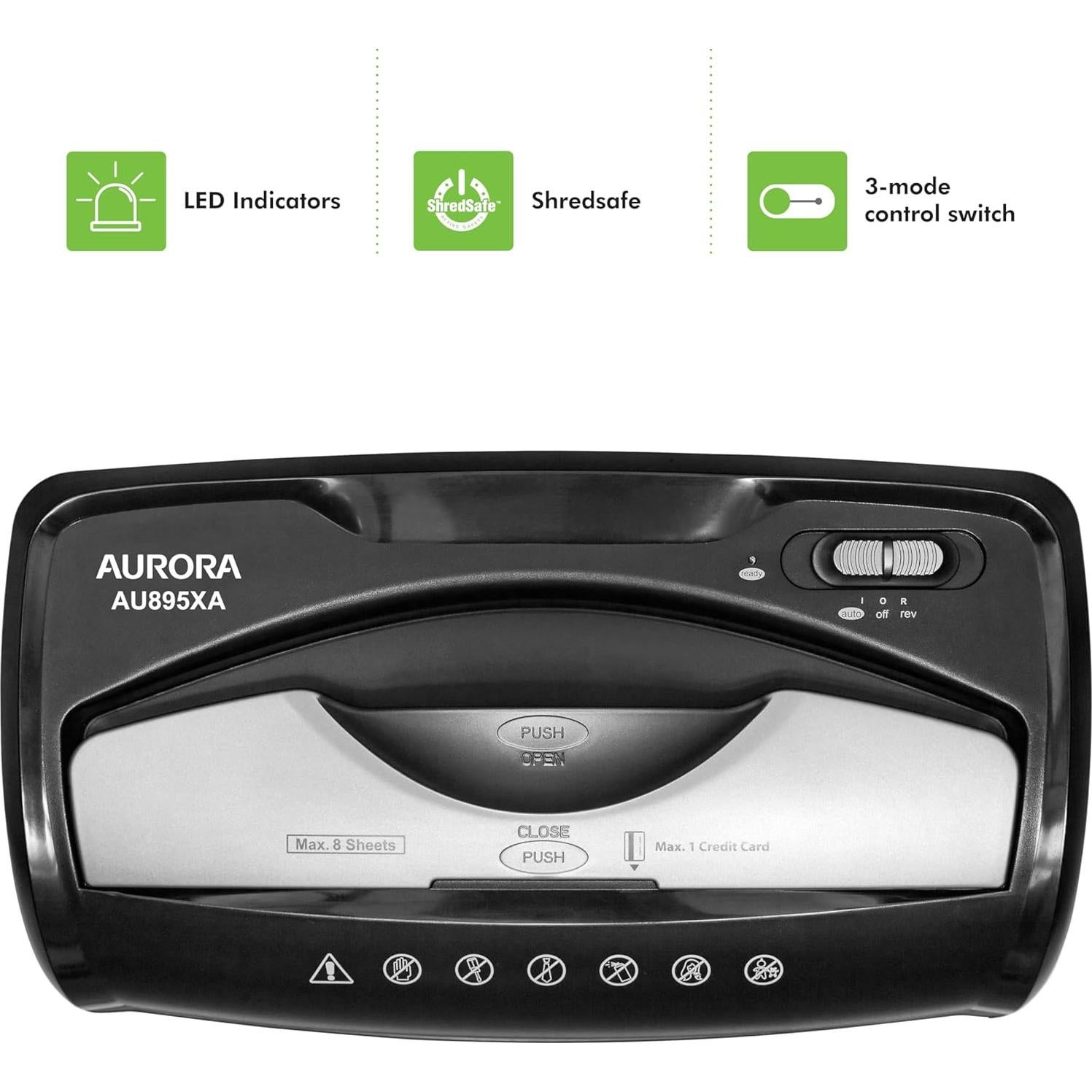 Trituradora de Papel Aurora AU895XA Corte Cruzado 8 Hojas