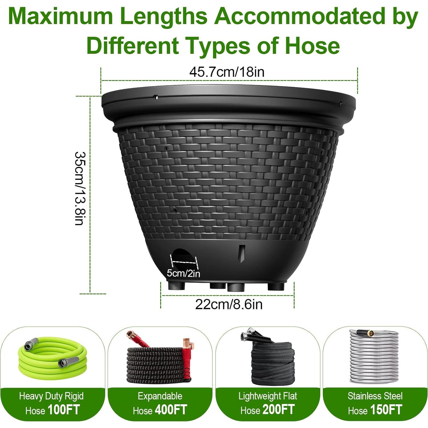 Soporte para Manguera de Jardín Riokko, Negro, 30-120 m