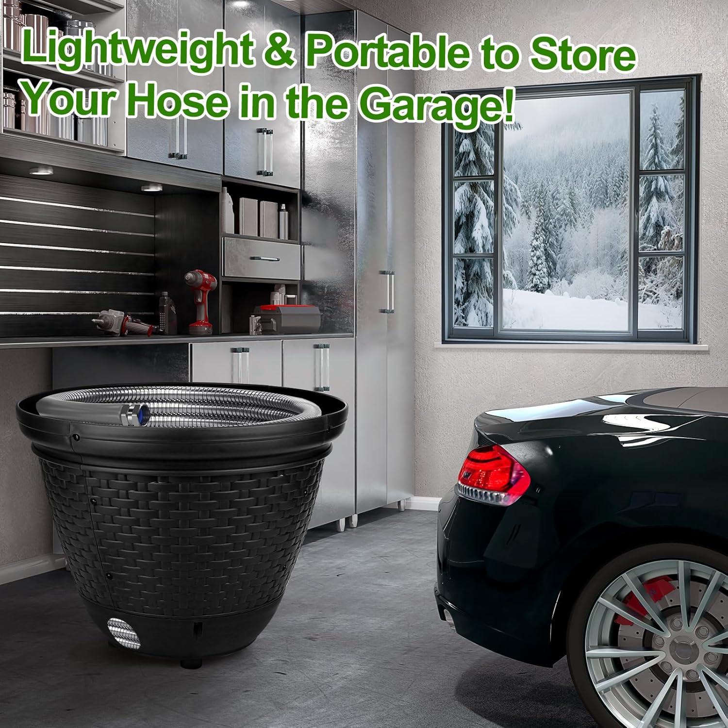 Soporte para Manguera de Jardín Riokko, Negro, 30-120 m