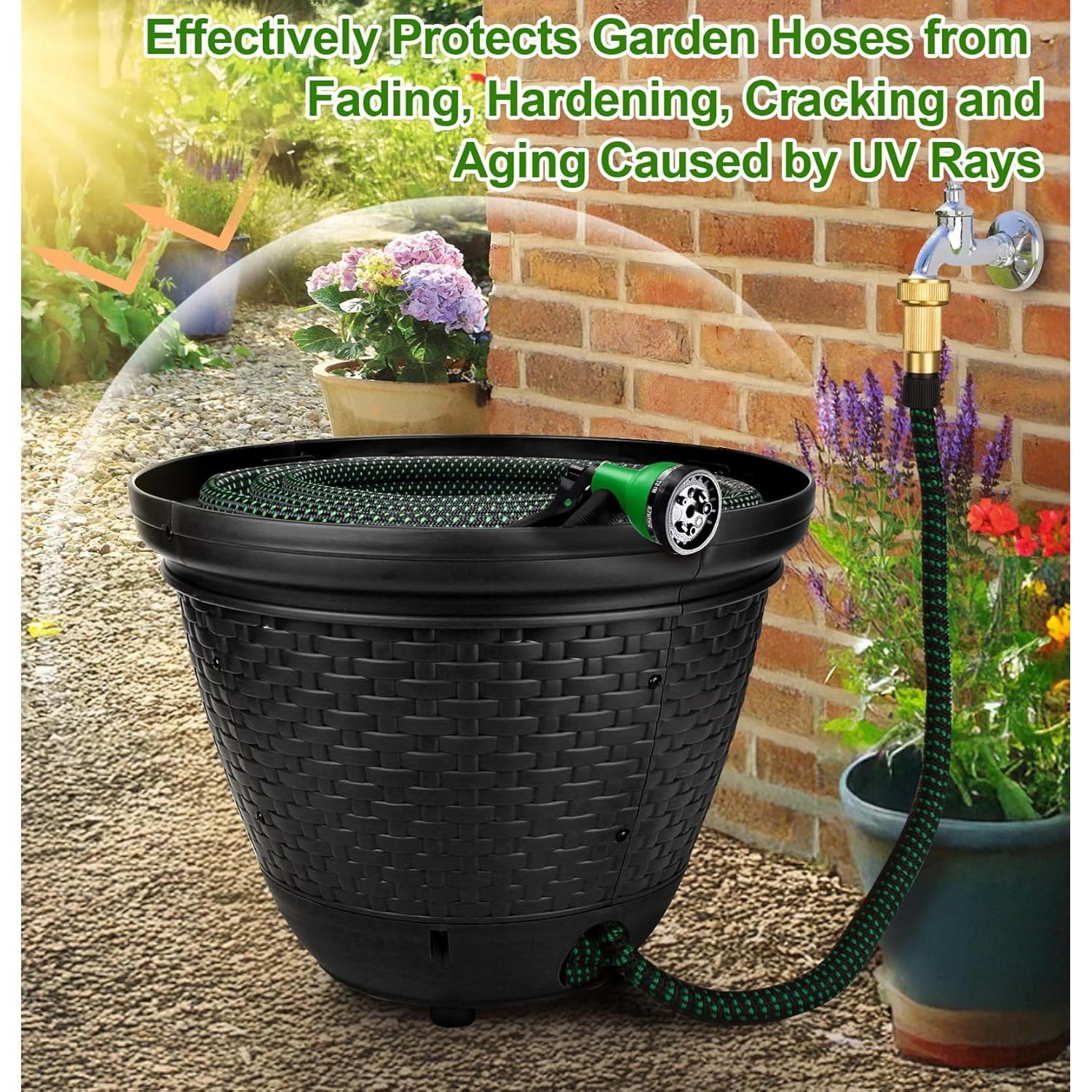 Soporte para Manguera de Jardín Riokko, Negro, 30-120 m