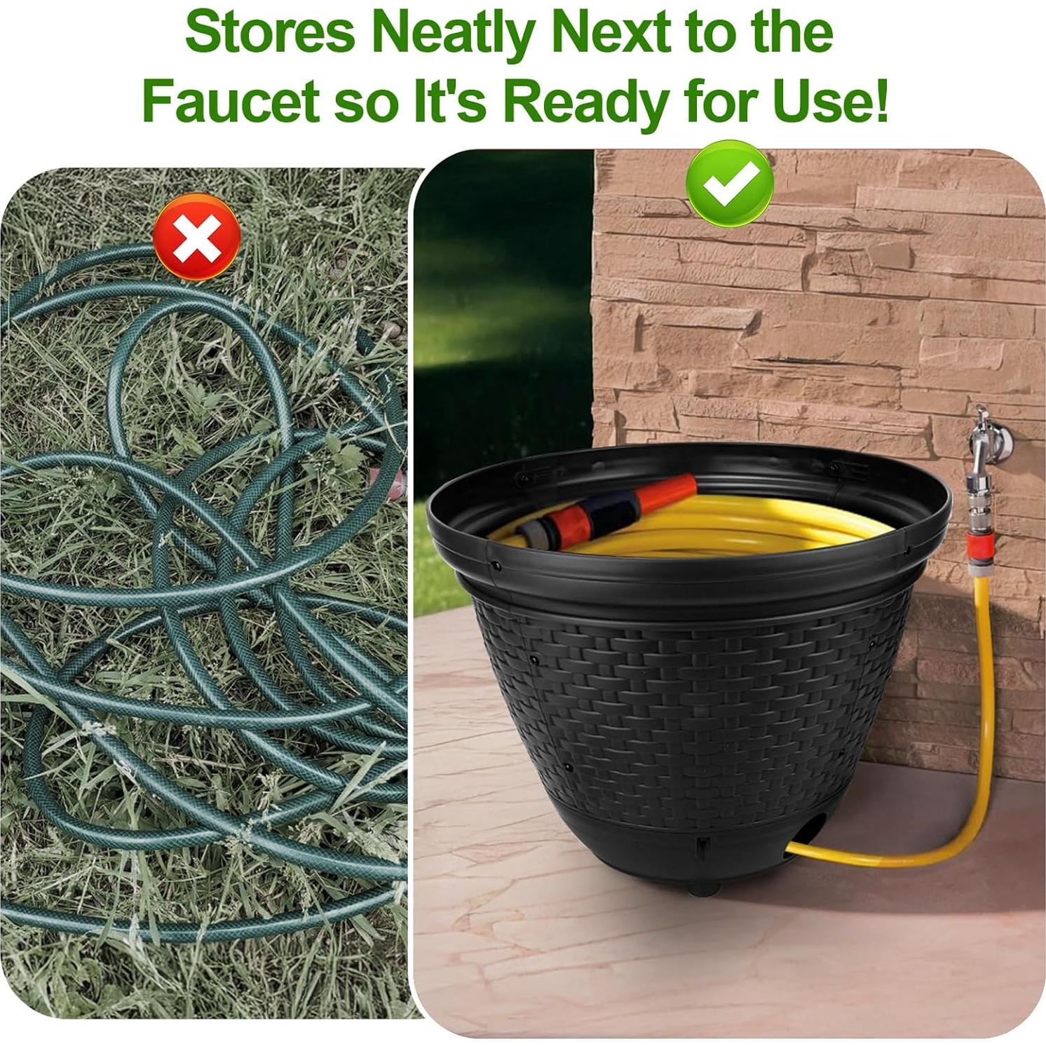 Soporte para Manguera de Jardín Riokko, Negro, 30-120 m