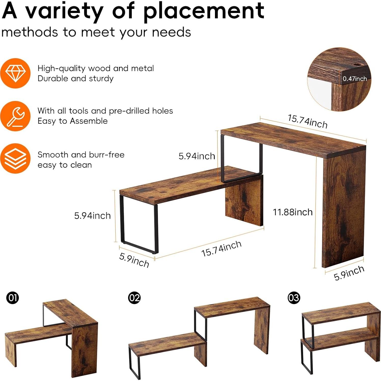 Organizador de Encimera Vfelf, Estante Apilable 2 Niveles 40x15 cm