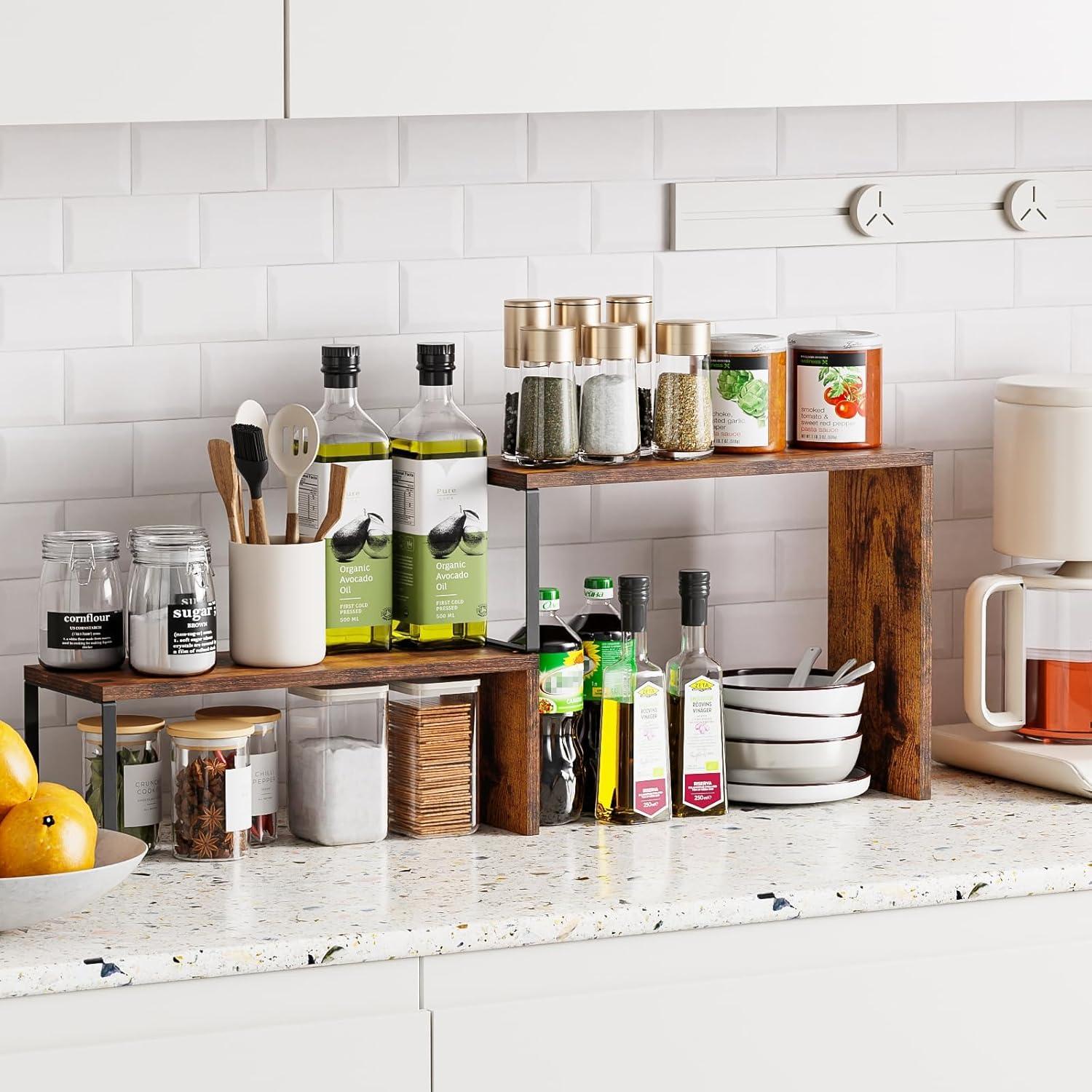 Organizador de Encimera Vfelf, Estante Apilable 2 Niveles 40x15 cm