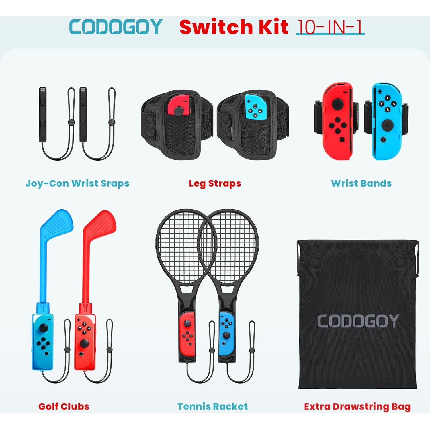 Kit de Accesorios para Deportes CODOGOY 10 en 1 para Switch