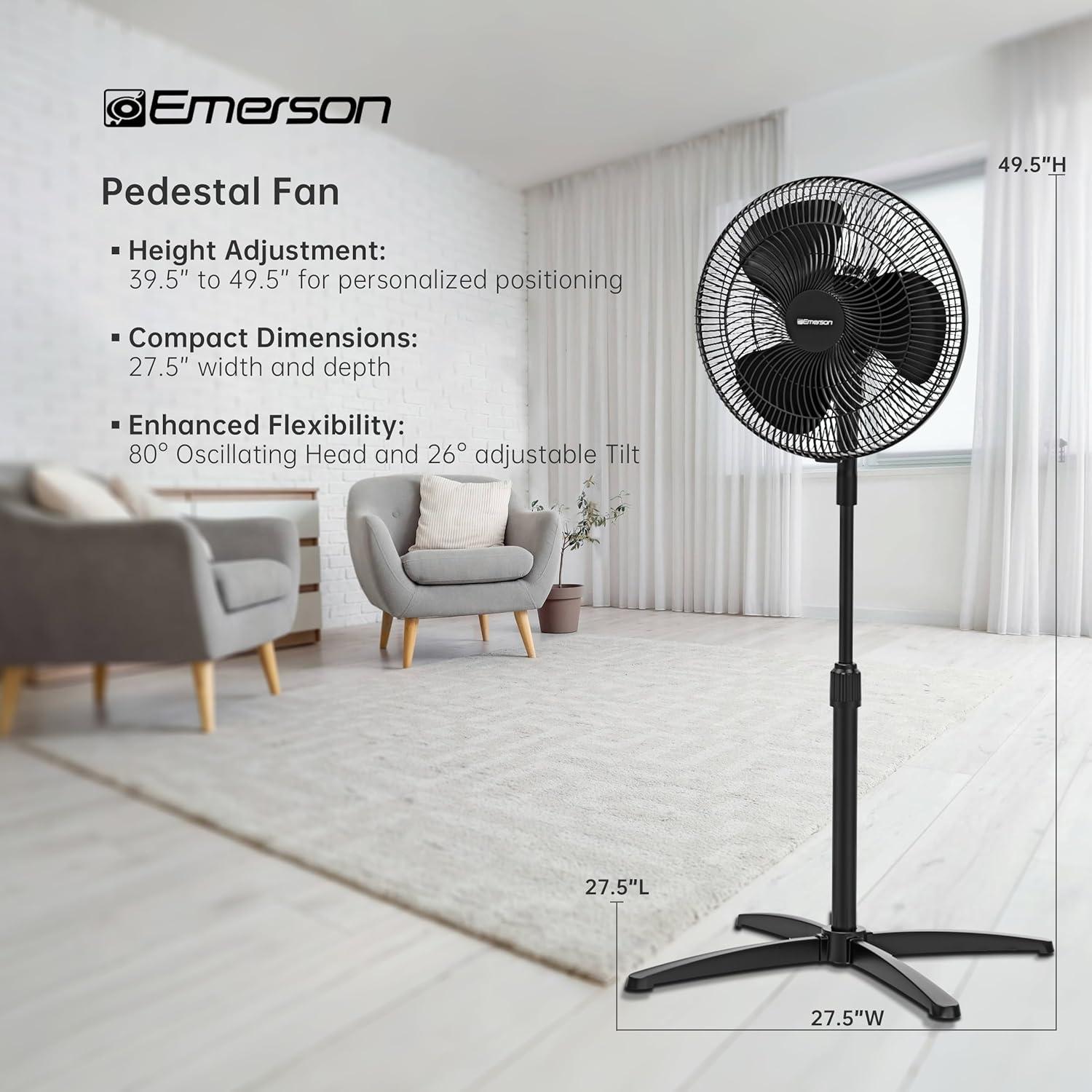 Ventilador de pedestal oscilante Emerson FAO1605 3 velocidades 40.64 cm