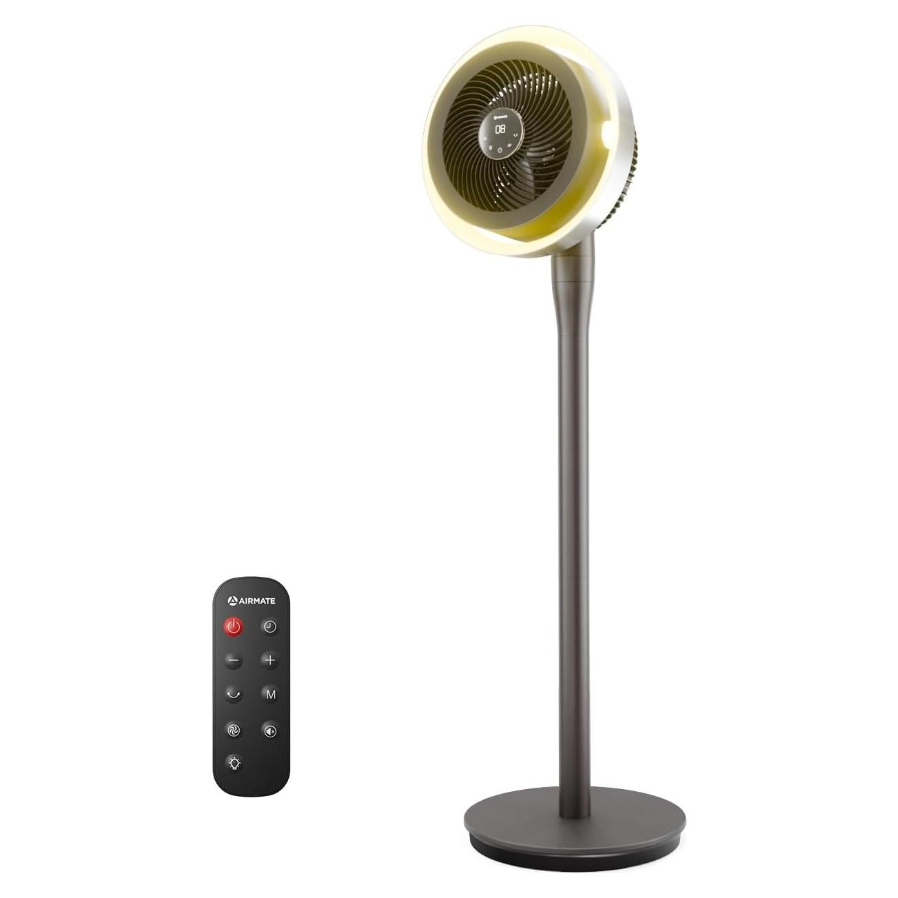 Ventilador de Pie AIRMATE FB20187R Oscilante con Luz LED 16 Velocidades