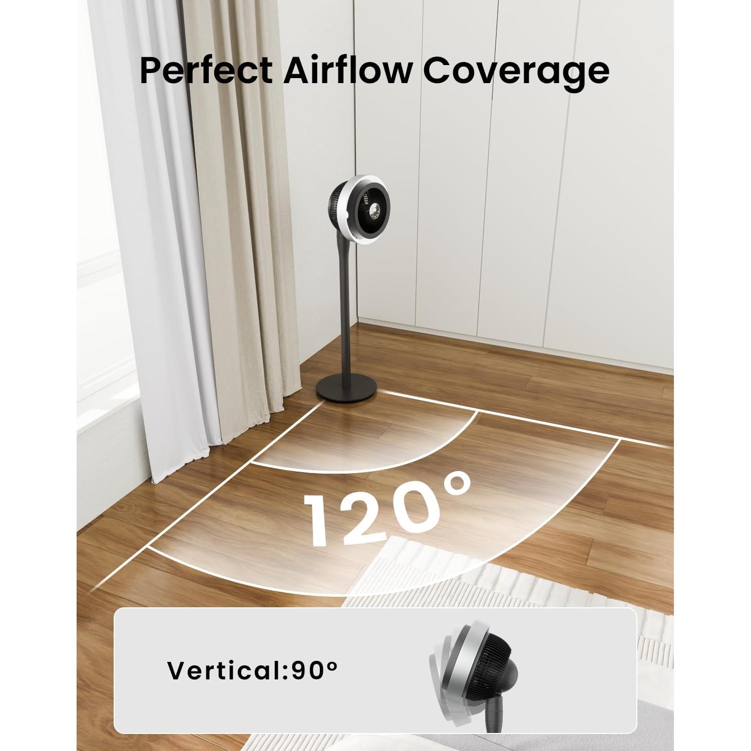 Ventilador de Pie AIRMATE FB20187R Oscilante con Luz LED 16 Velocidades